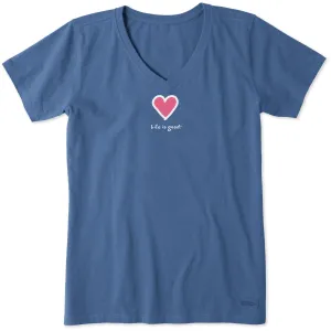 Women's Heart Short Sleeve Crusher Vee Life is Good