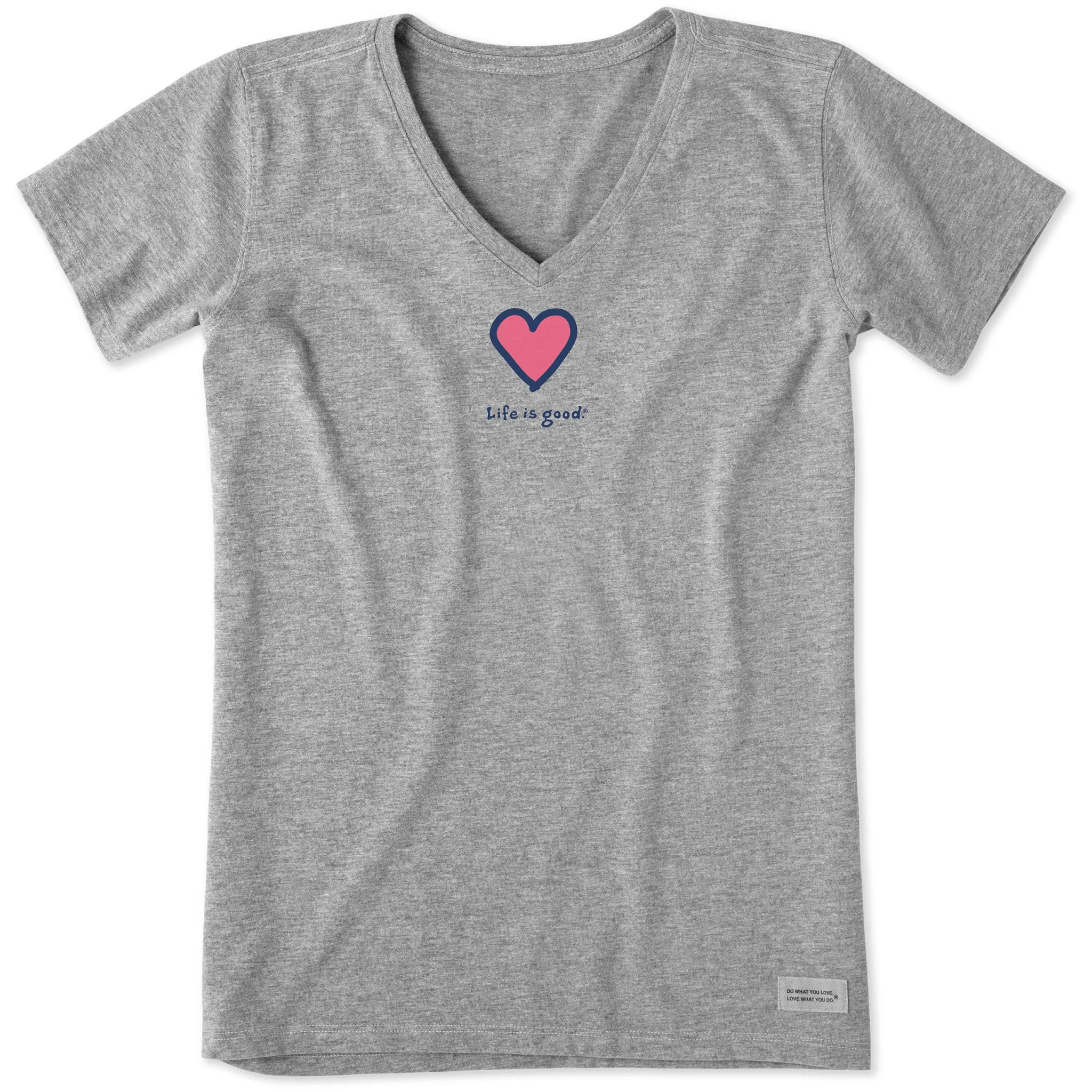 Women's Heart Short Sleeve Crusher Vee Life is Good