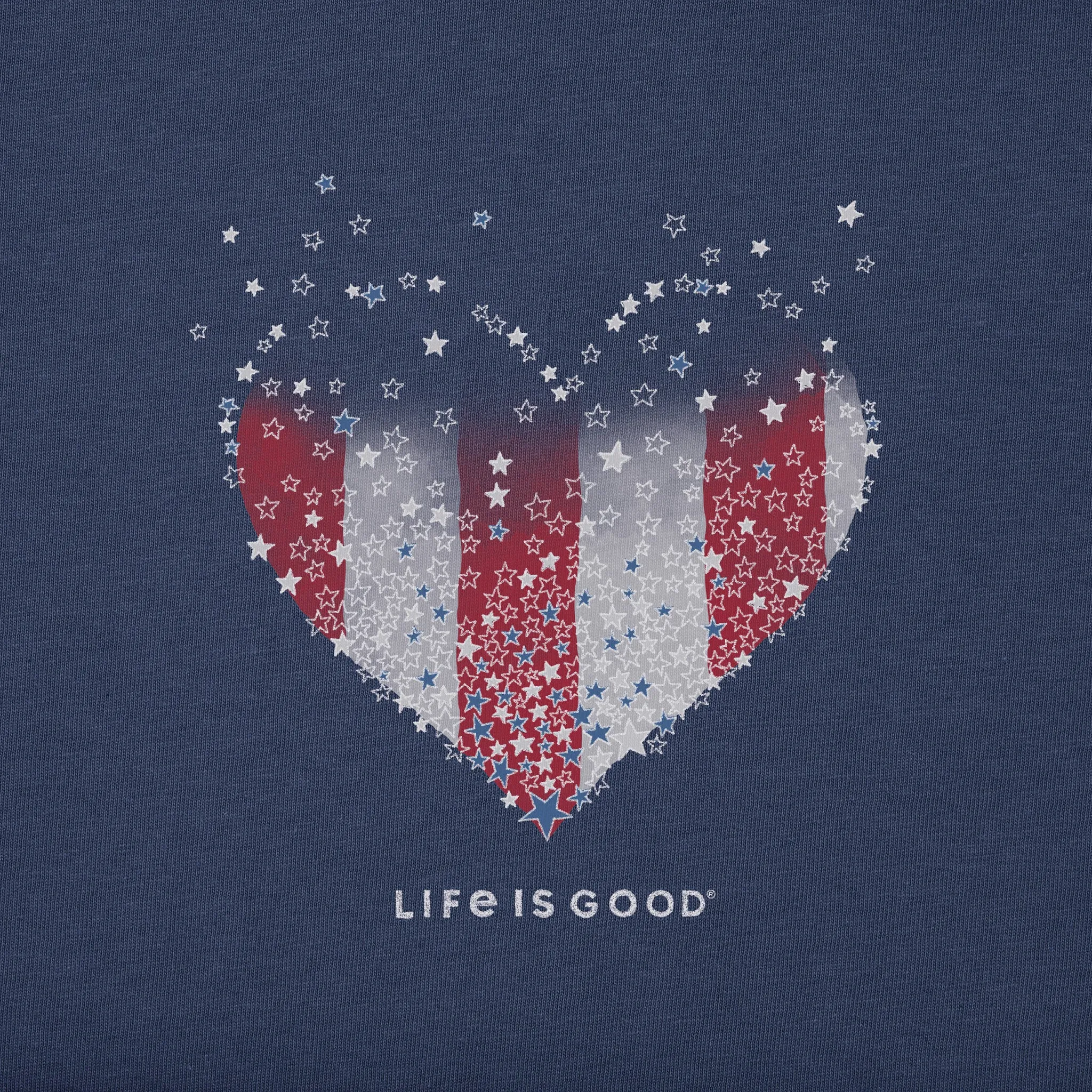 Women's Heart Stars and Stripes Short Sleeve Tee Life is Good