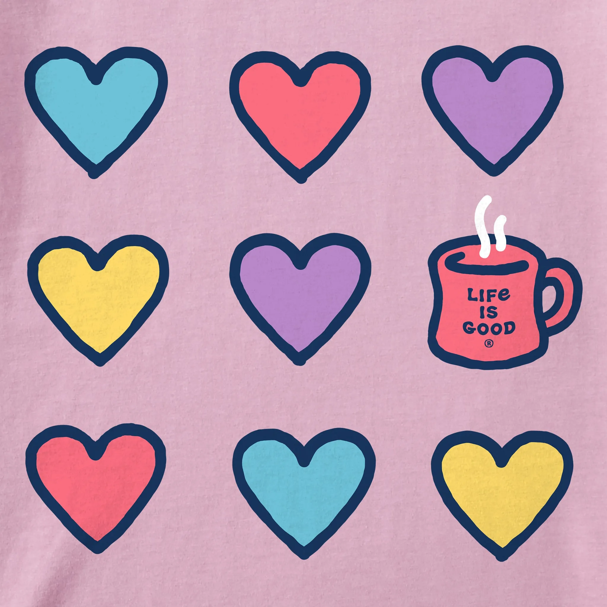 Women's Hearts and a Mug Long Sleeve Crusher Tee Life is Good