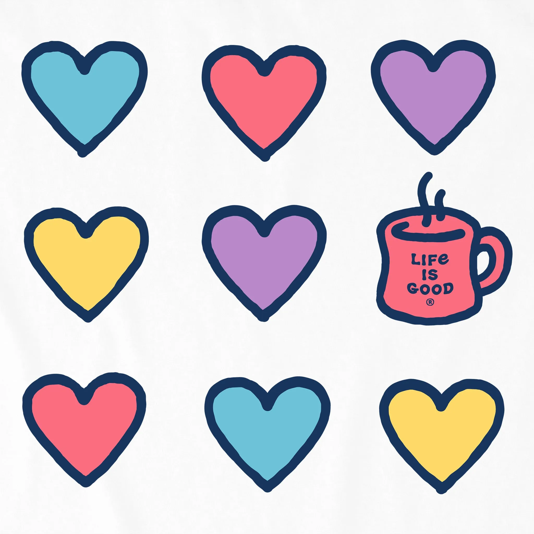 Women's Hearts and a Mug Long Sleeve Crusher Tee Life is Good