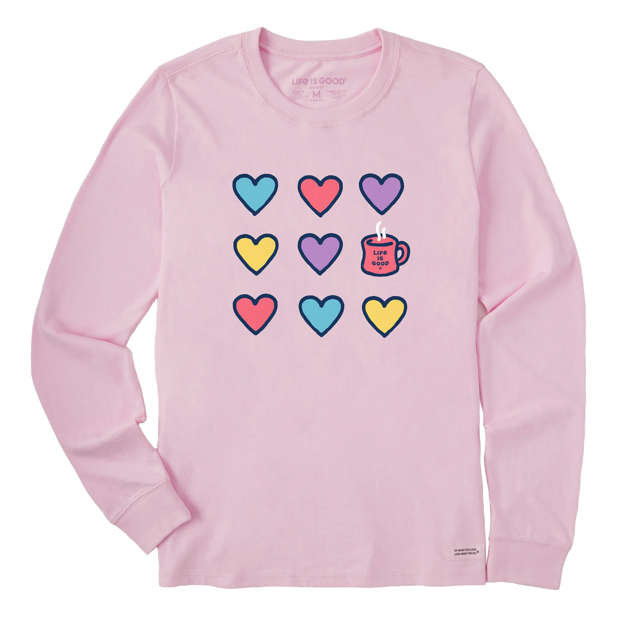 Women's Hearts and a Mug Long Sleeve Crusher Tee Life is Good