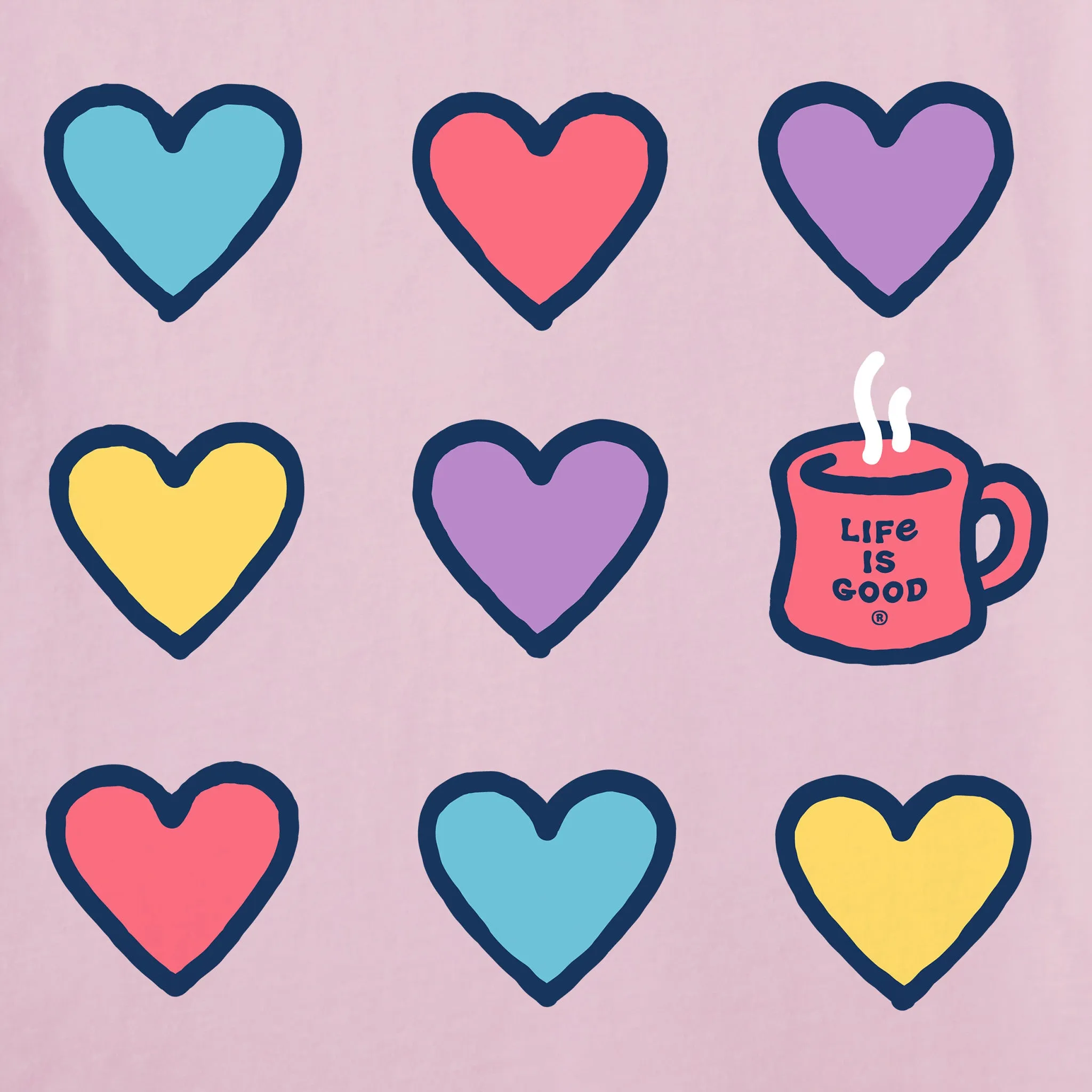 Women's Hearts and a Mug Long Sleeve Crusher Tee Life is Good