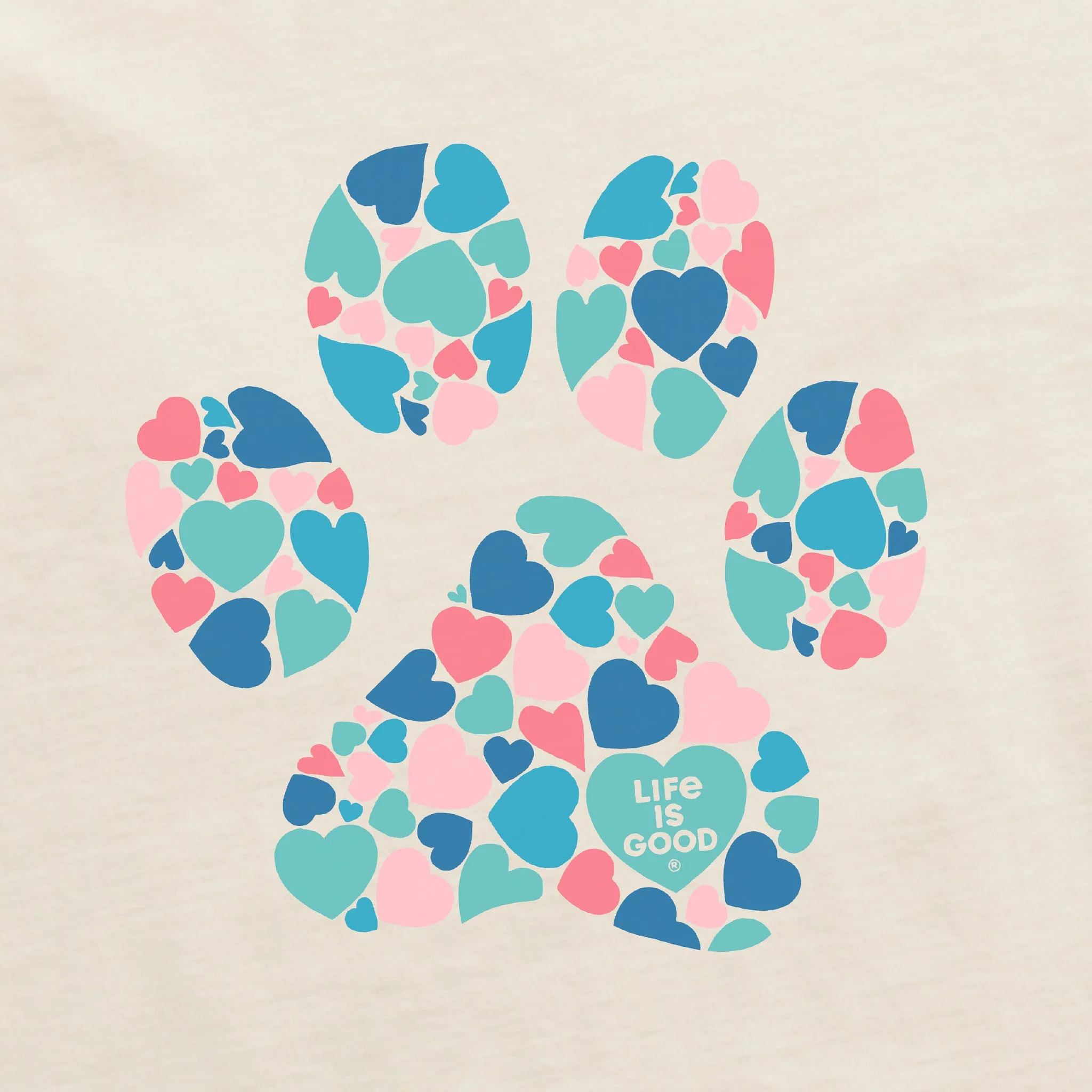 Women's Hearts Paw Simply True Fleece Crew Life is Good