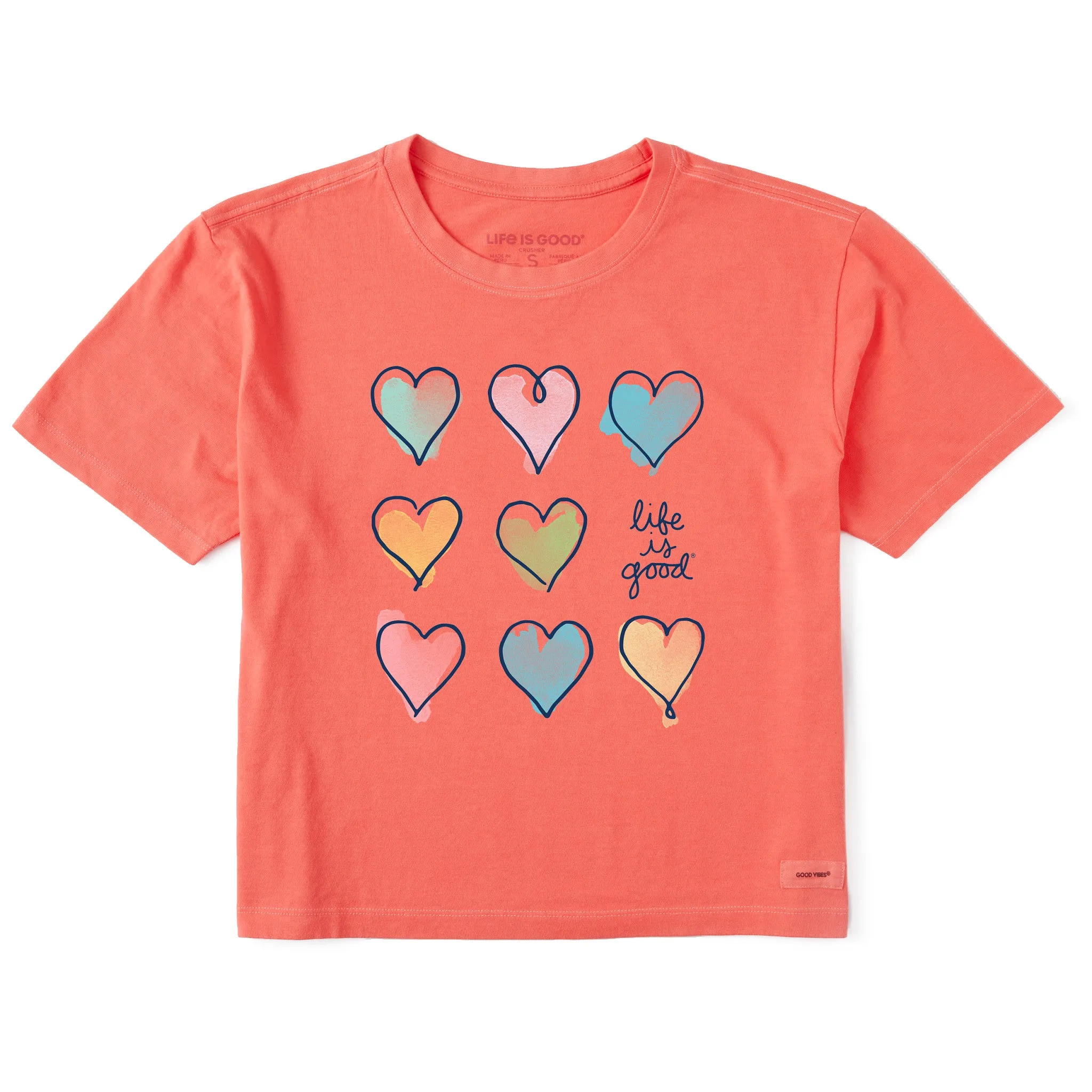 Women's Hearts Short Sleeve Crusher Boxy Tee Life is Good