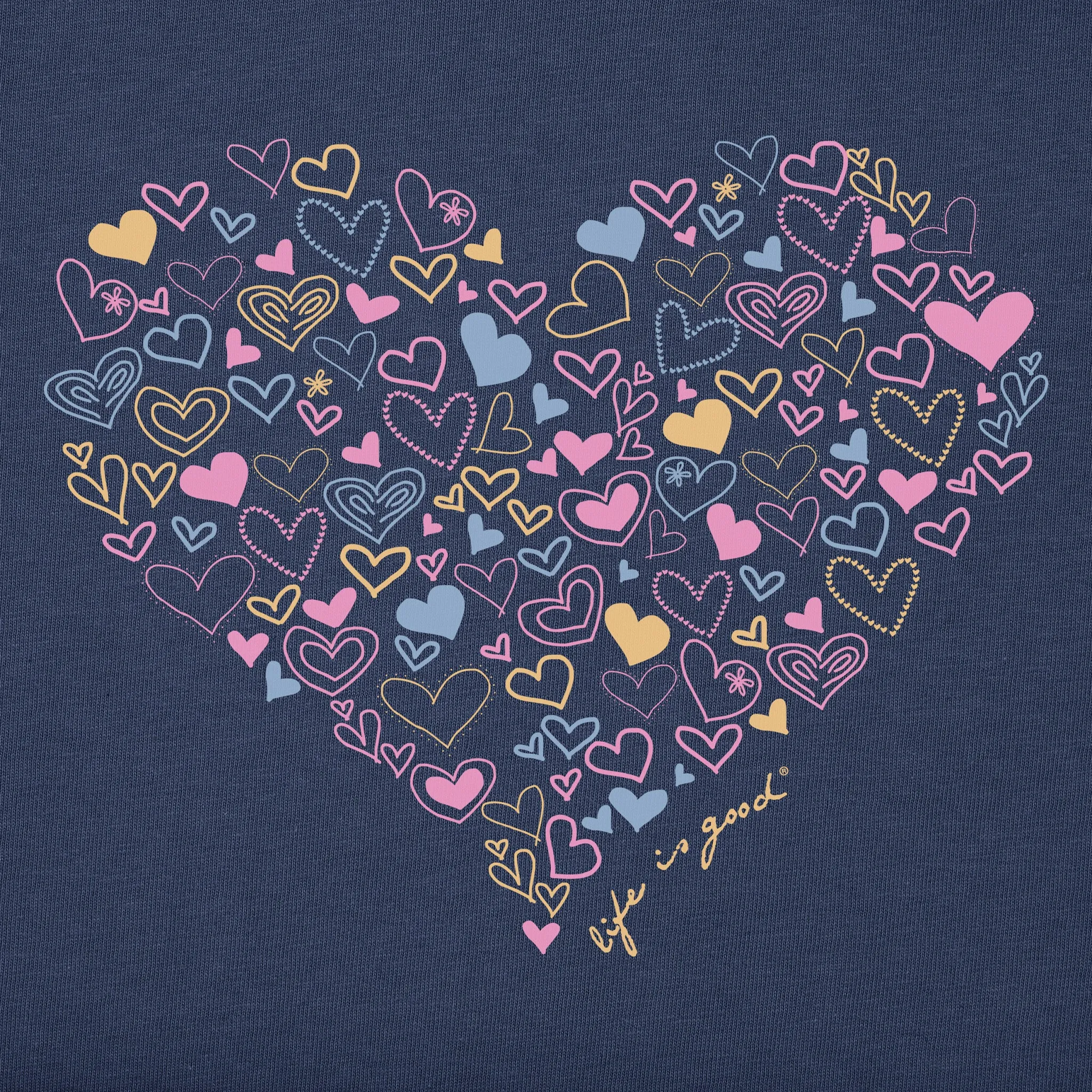 Women's Hearty Heart Short Sleeve Vee Life is Good