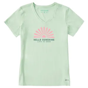 Women's Hello Sunshine Sun Short Sleeve Crusher Vee Life is Good