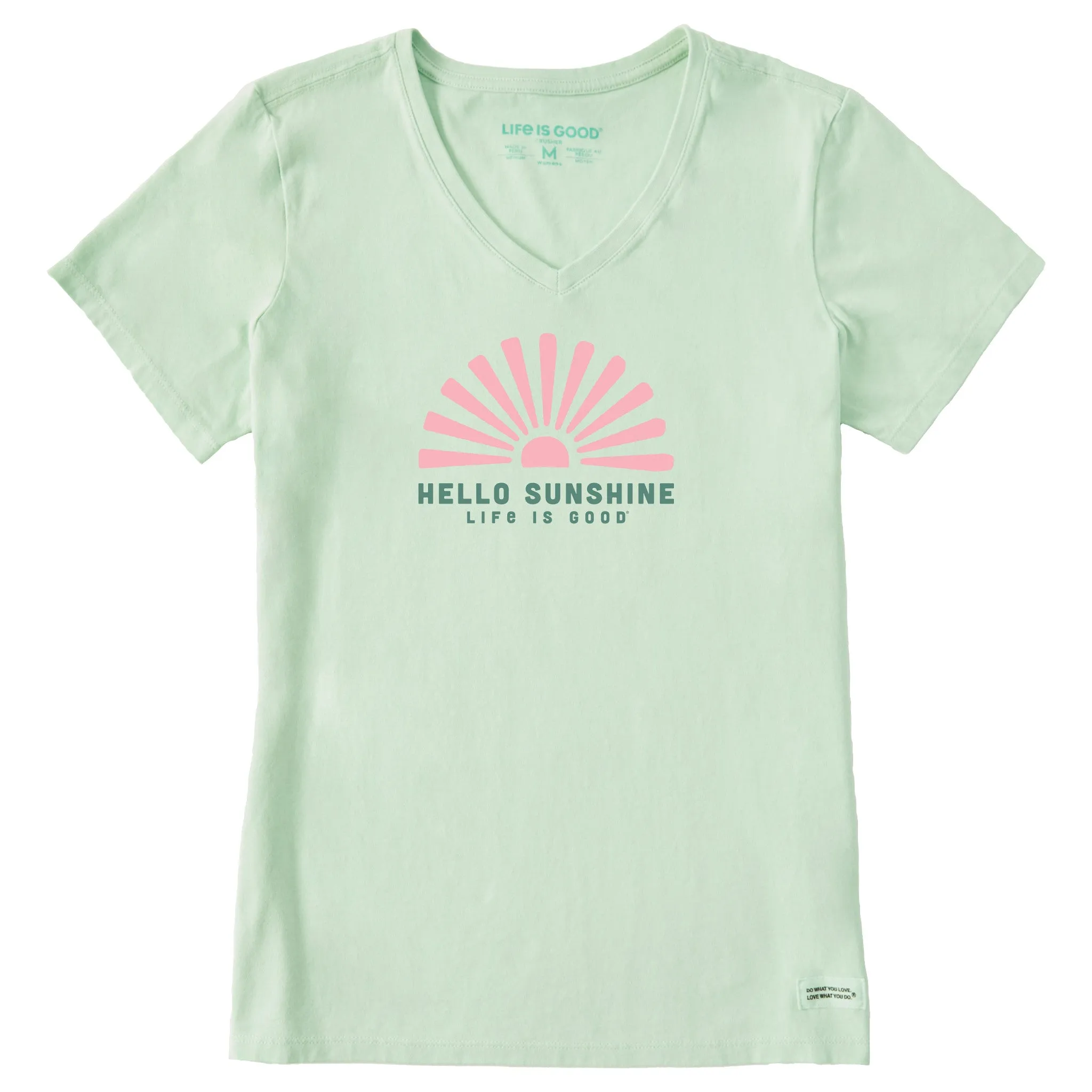 Women's Hello Sunshine Sun Short Sleeve Crusher Vee Life is Good
