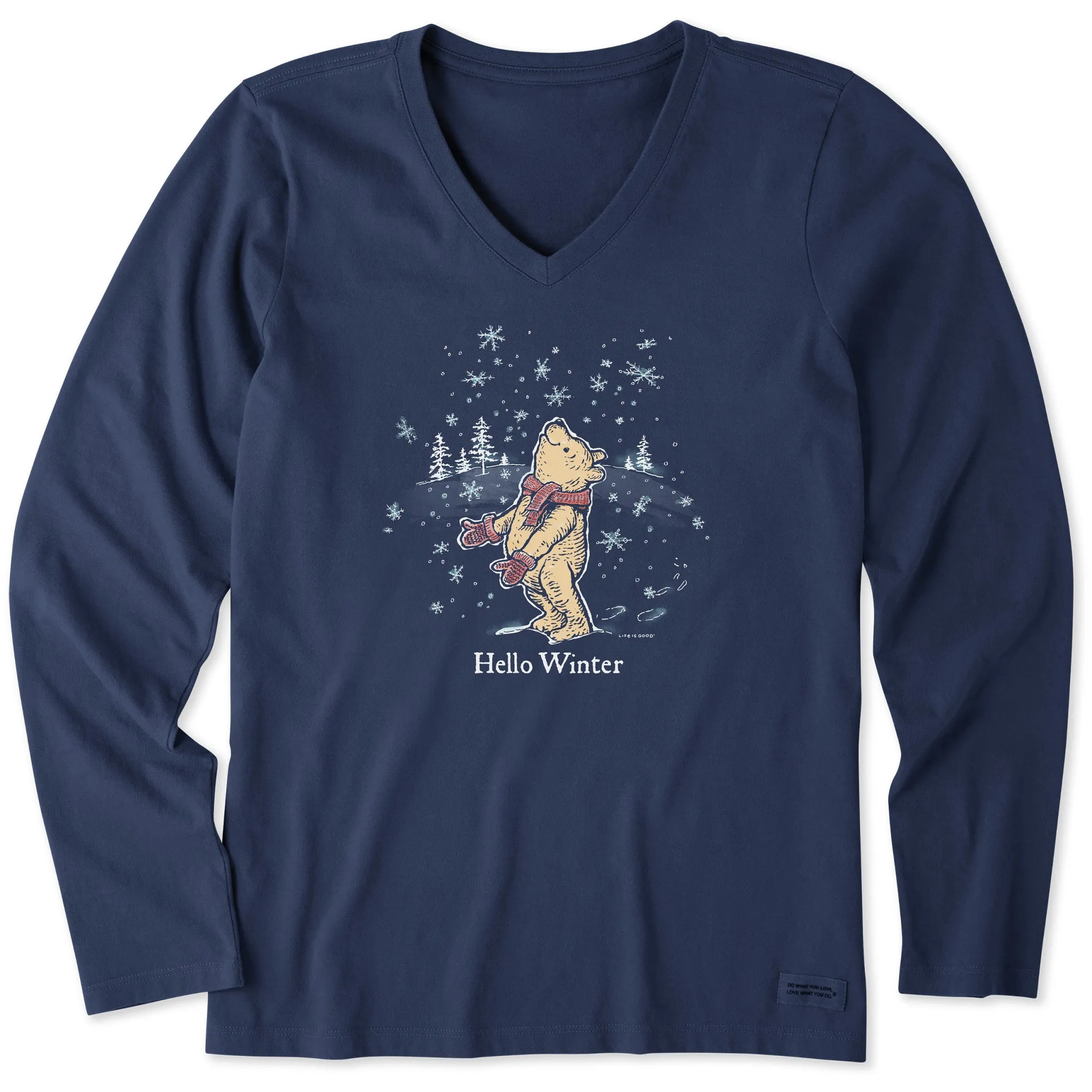 Women's Hello Winter Winnie Long Sleeve Crusher Vee Life is Good