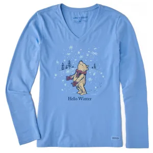 Women's Hello Winter Winnie Long Sleeve Crusher Vee Life is Good