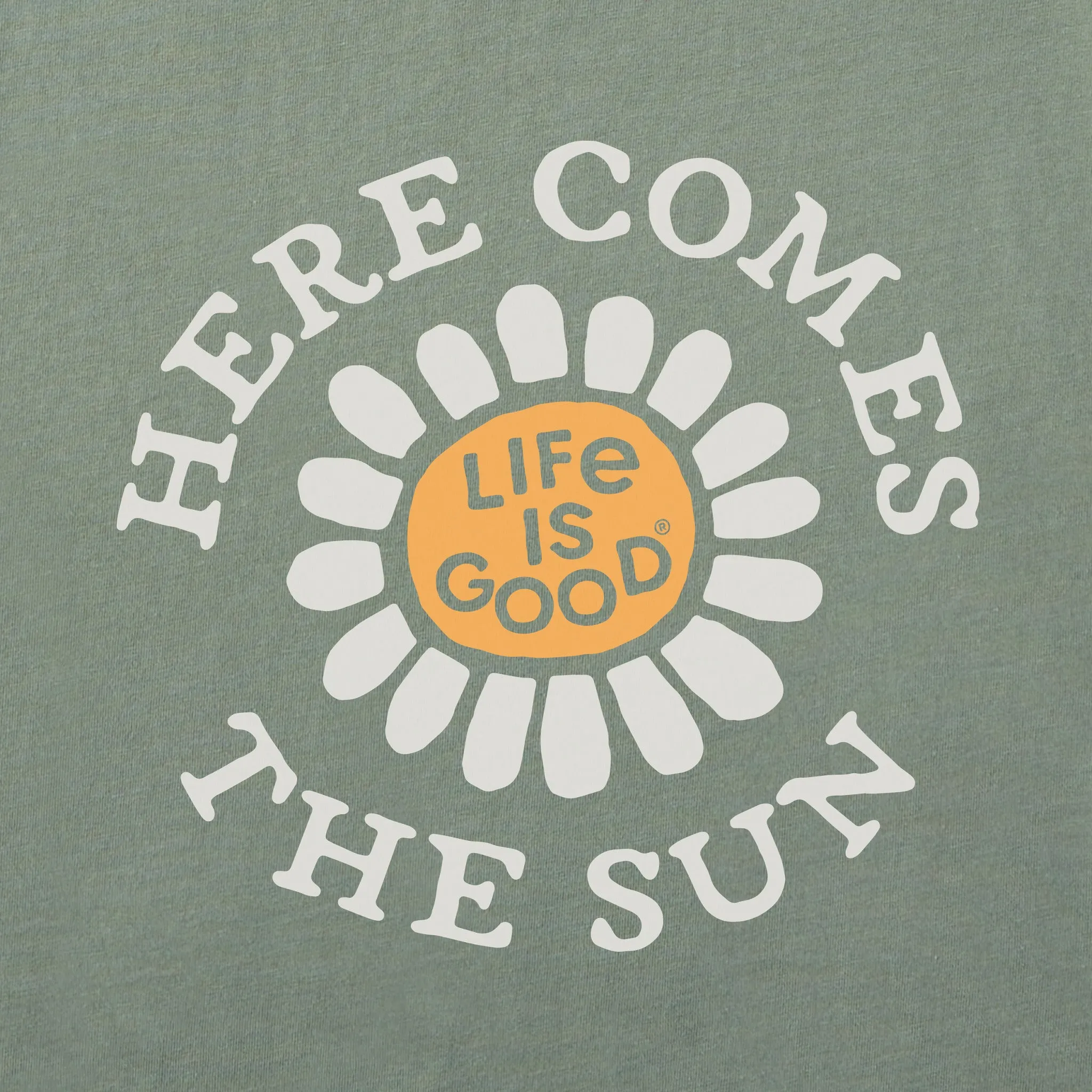 Women's Here Comes the Sun Flower Short Sleeve Crusher Boxy Tee Life is Good