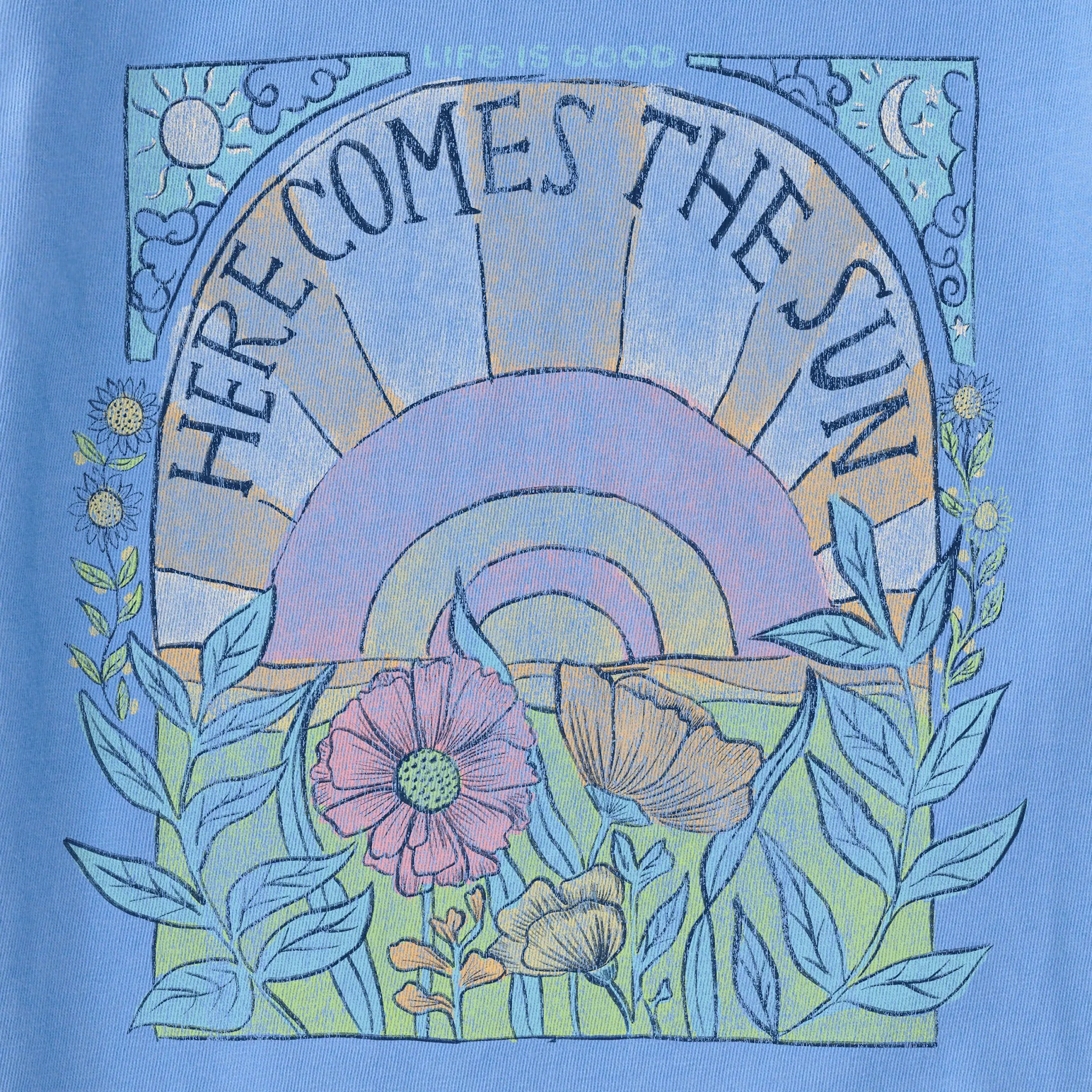 Women's Here Comes The Sun Hippie Long Sleeve Crusher Boxy Tee Life is Good