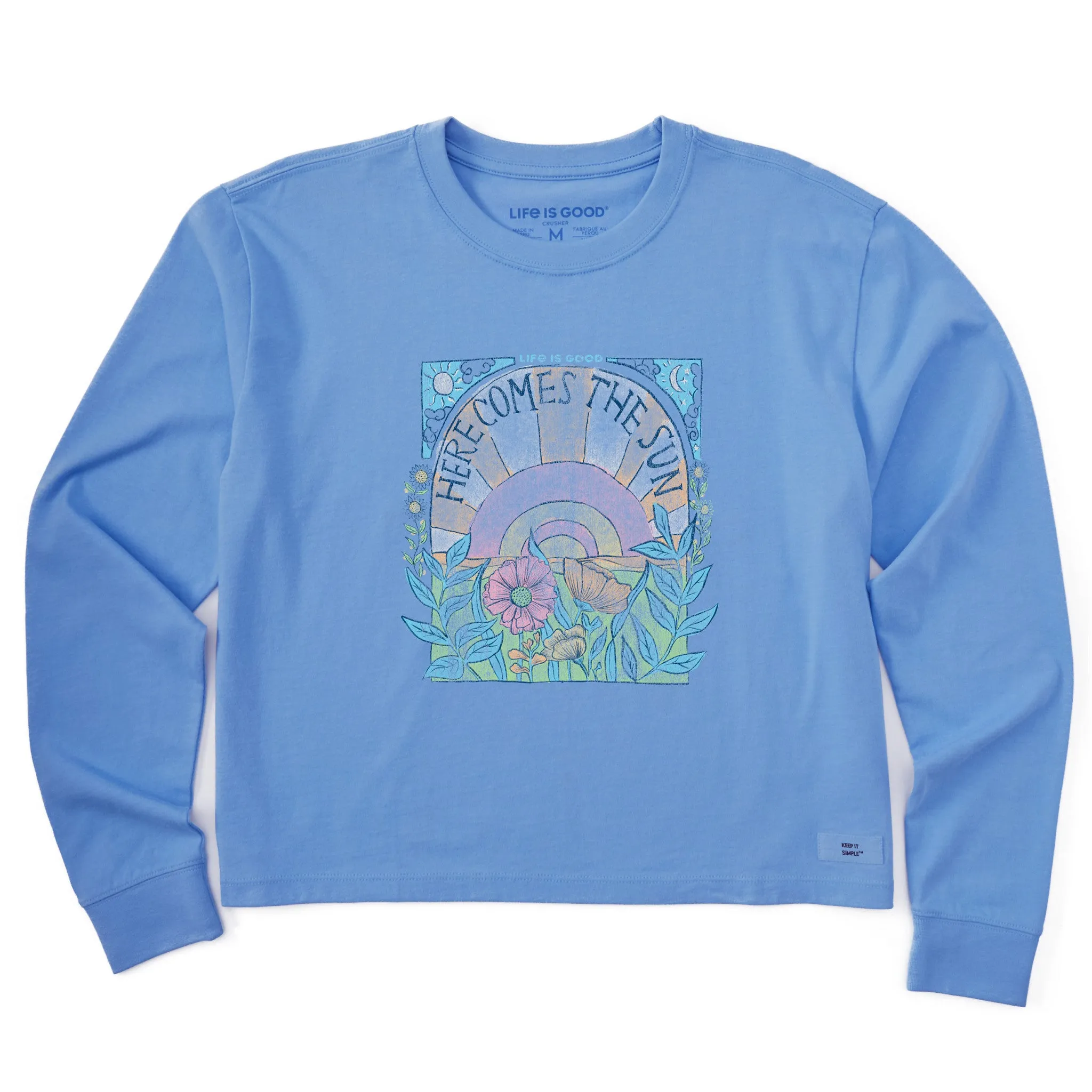 Women's Here Comes The Sun Hippie Long Sleeve Crusher Boxy Tee Life is Good