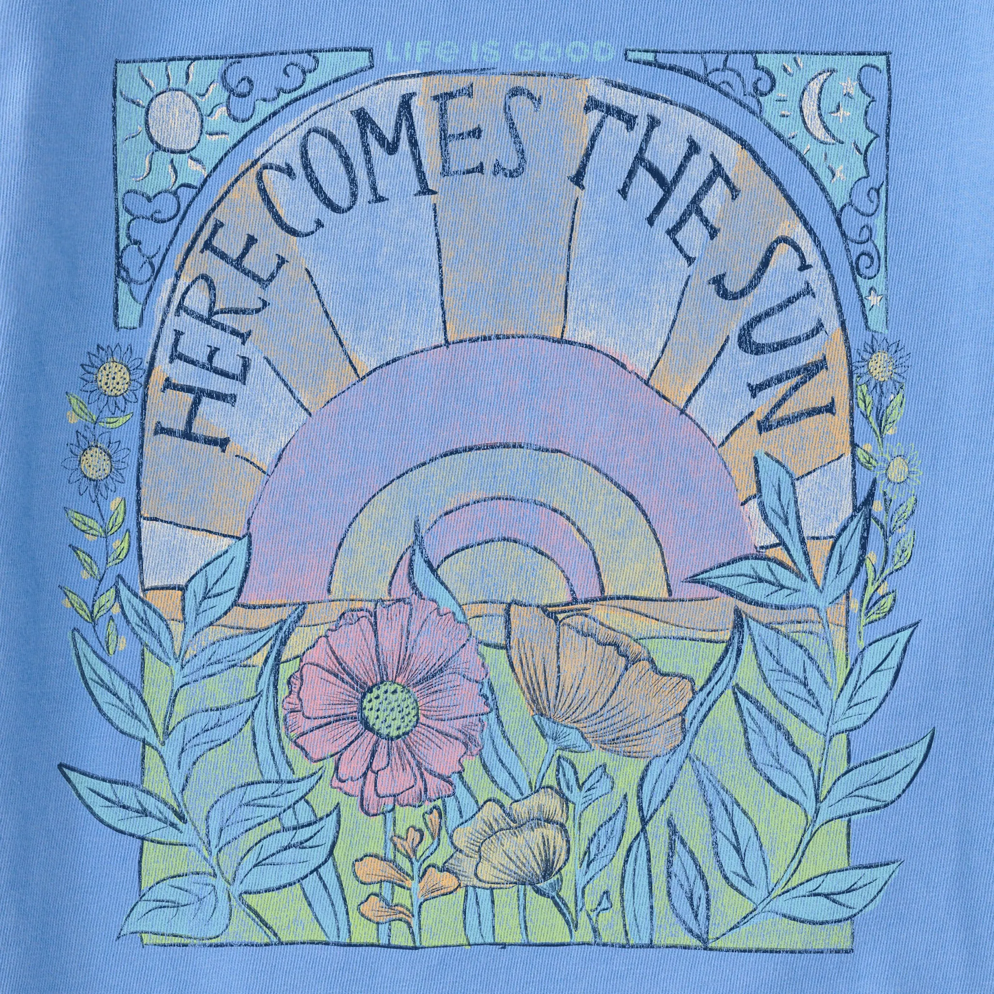 Women's Here Comes The Sun Hippie Long Sleeve Crusher Vee Life is Good