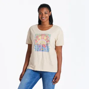 Women's Here Comes The Sun Hippie Relaxed Fit Short Sleeve Slub Tee Life is Good