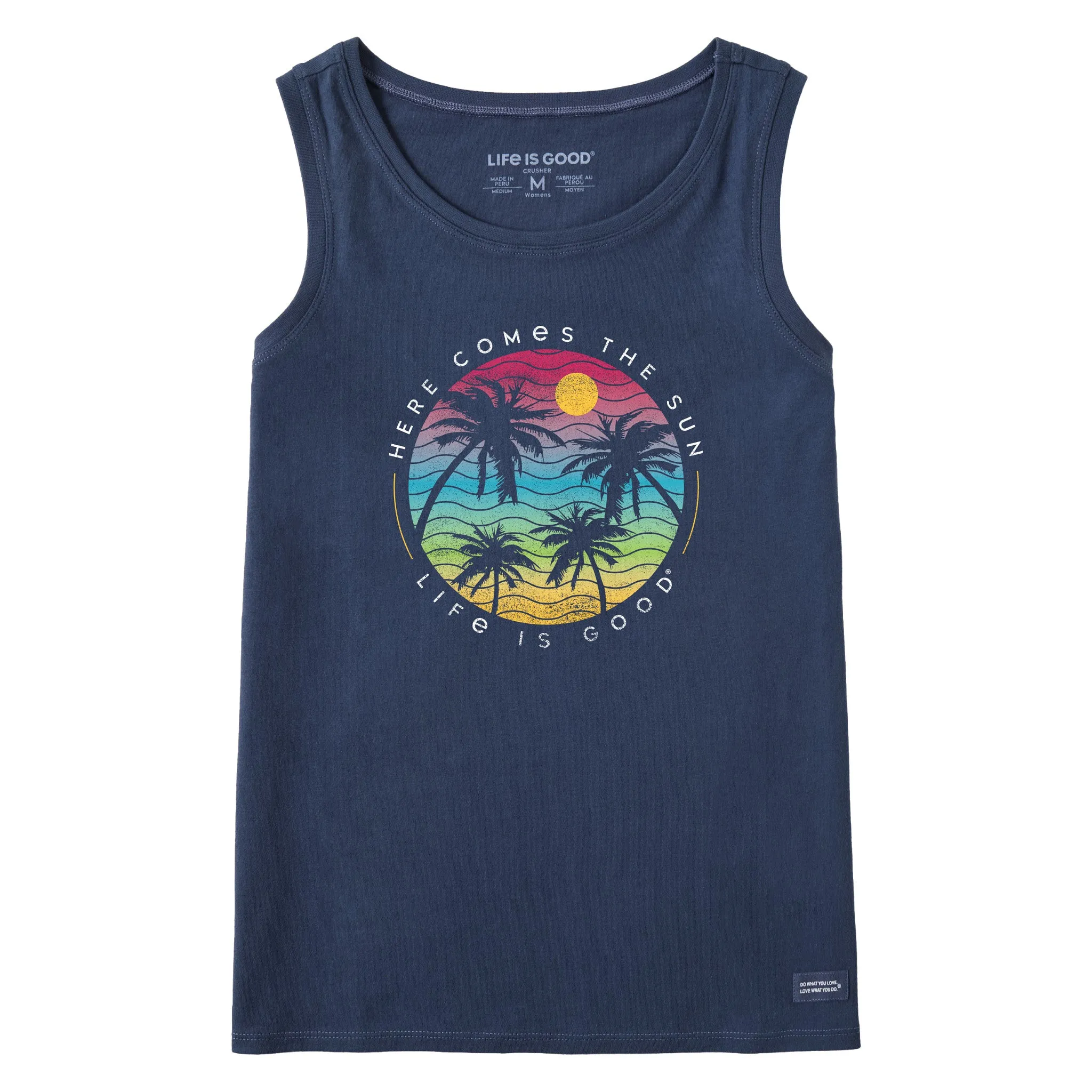 Women's Here Comes the Sun Palm Trees Crusher Tank Life is Good