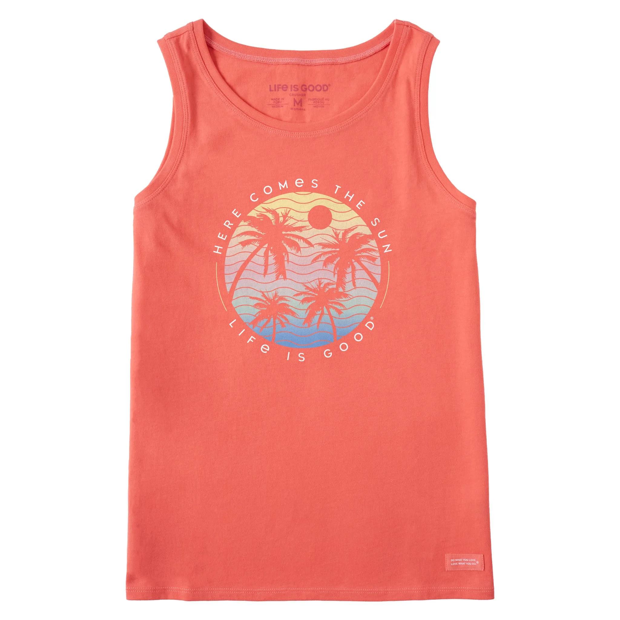 Women's Here Comes the Sun Palm Trees Crusher Tank Life is Good