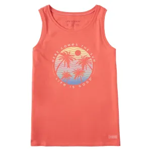 Women's Here Comes the Sun Palm Trees Crusher Tank Life is Good