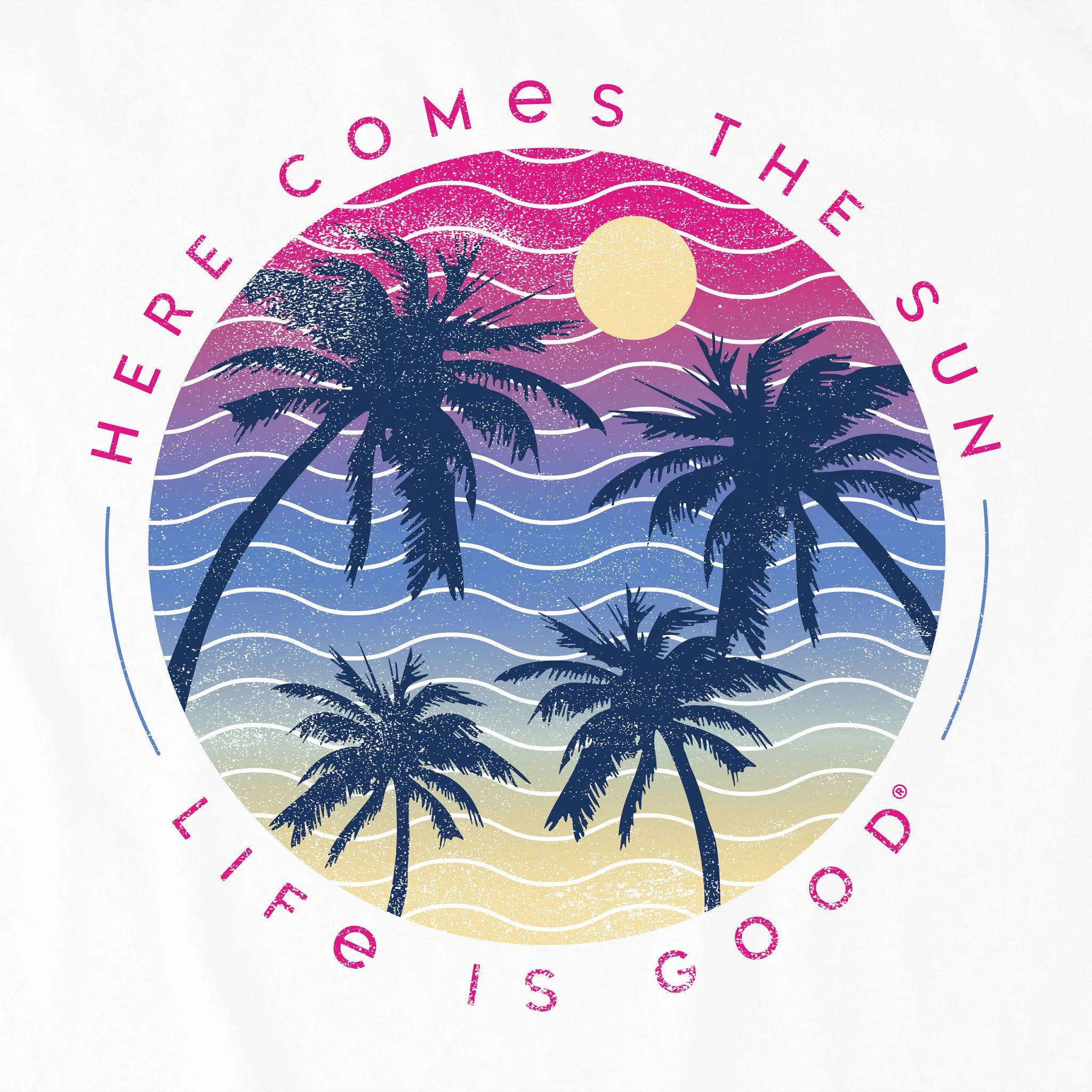Women's Here Comes the Sun Palm Trees Long Sleeve Crusher Tee Life is Good