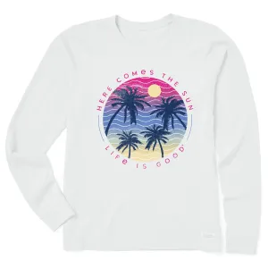 Women's Here Comes the Sun Palm Trees Long Sleeve Crusher Tee Life is Good