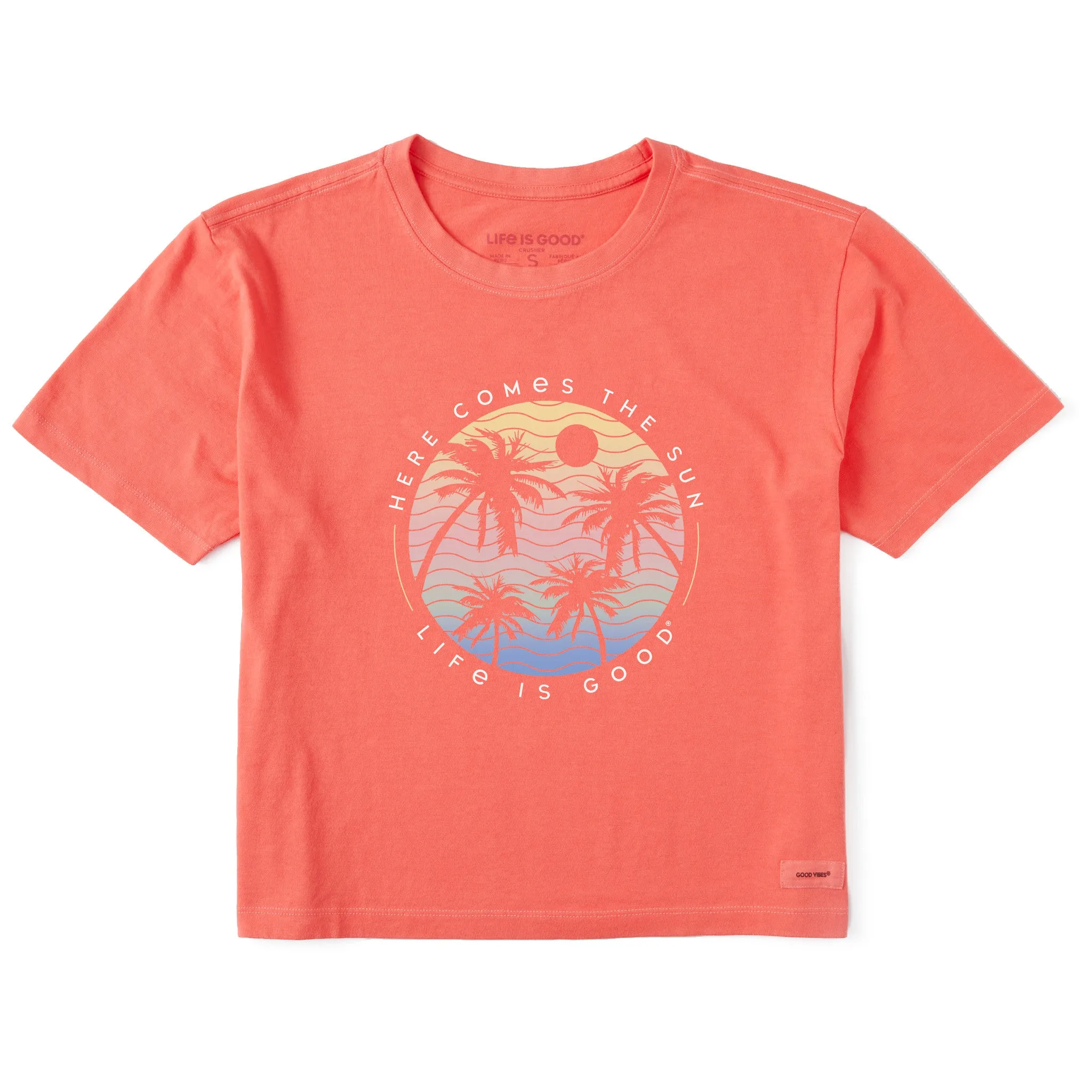 Women's Here Comes the Sun Palms Short Sleeve Crusher Boxy Tee Life is Good