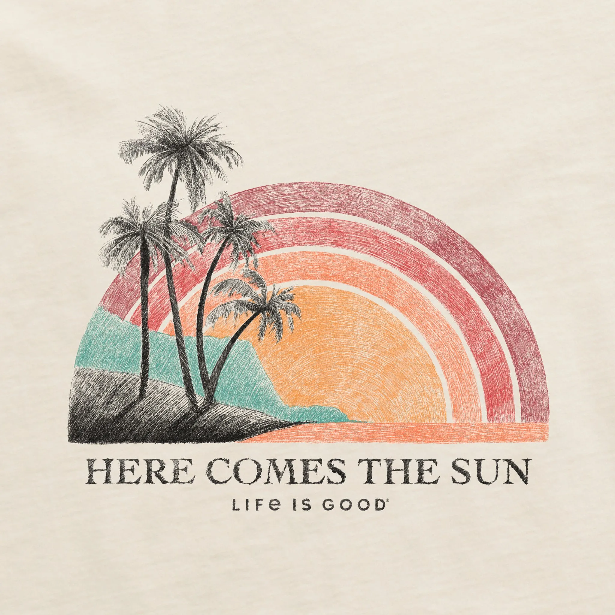 Women's Here Comes The Sun Rainbow Simply True Crew Life is Good