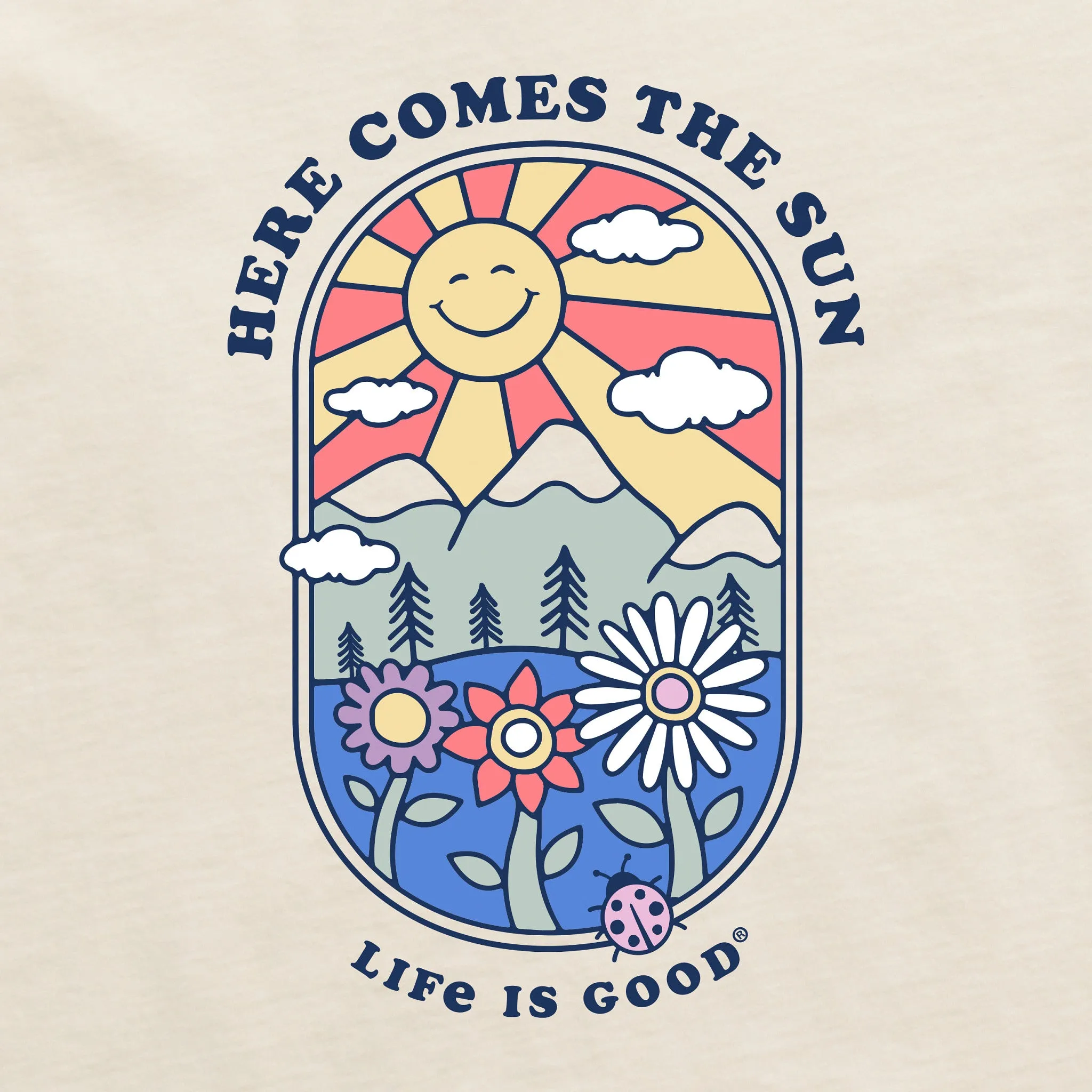 Women's Here Comes the Sun Retro Crusher-FLEX Boxy Hoodie Life is Good