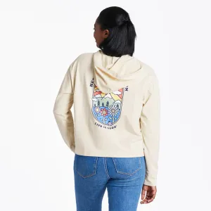 Women's Here Comes the Sun Retro Crusher-FLEX Boxy Hoodie Life is Good