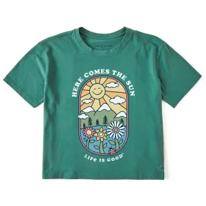 Women's Here Comes the Sun Retro Short Sleeve Crusher Boxy Tee Life is Good