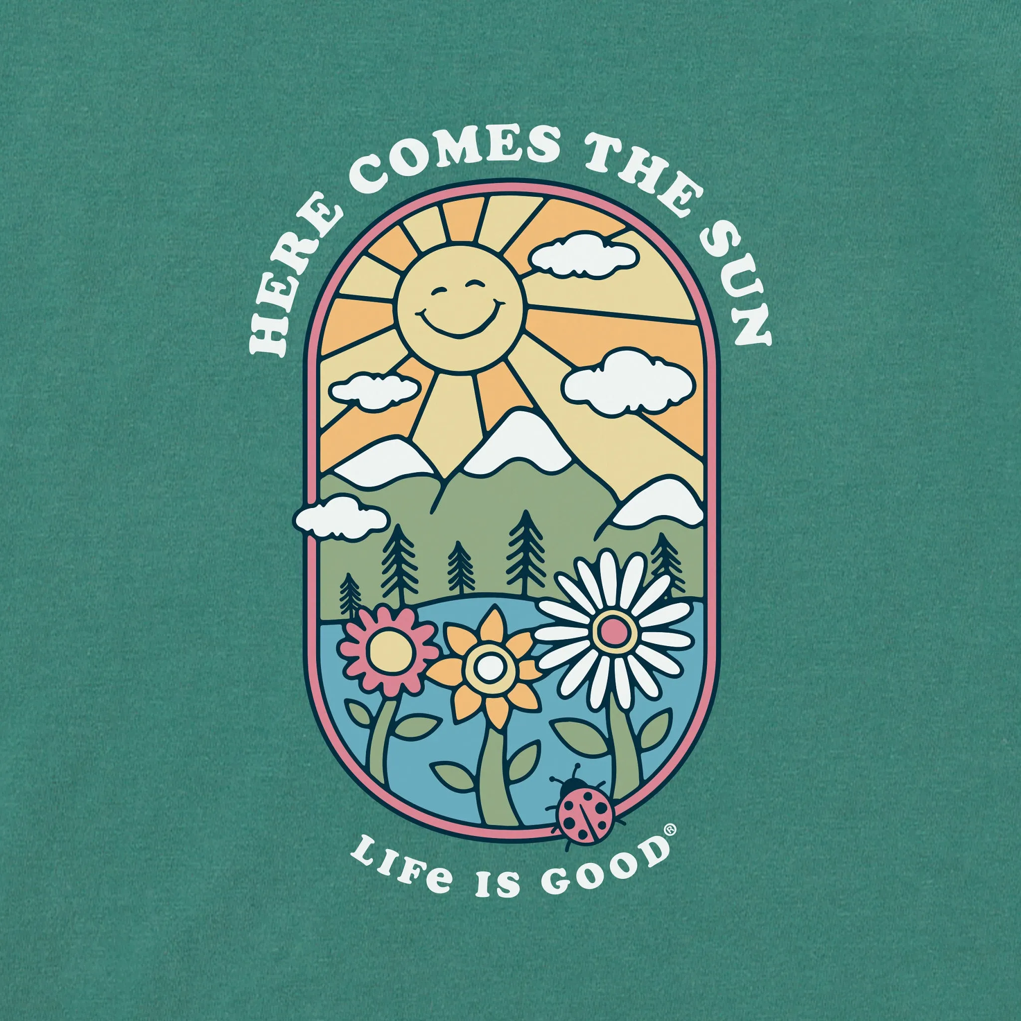 Women's Here Comes the Sun Retro Short Sleeve Crusher Boxy Tee Life is Good