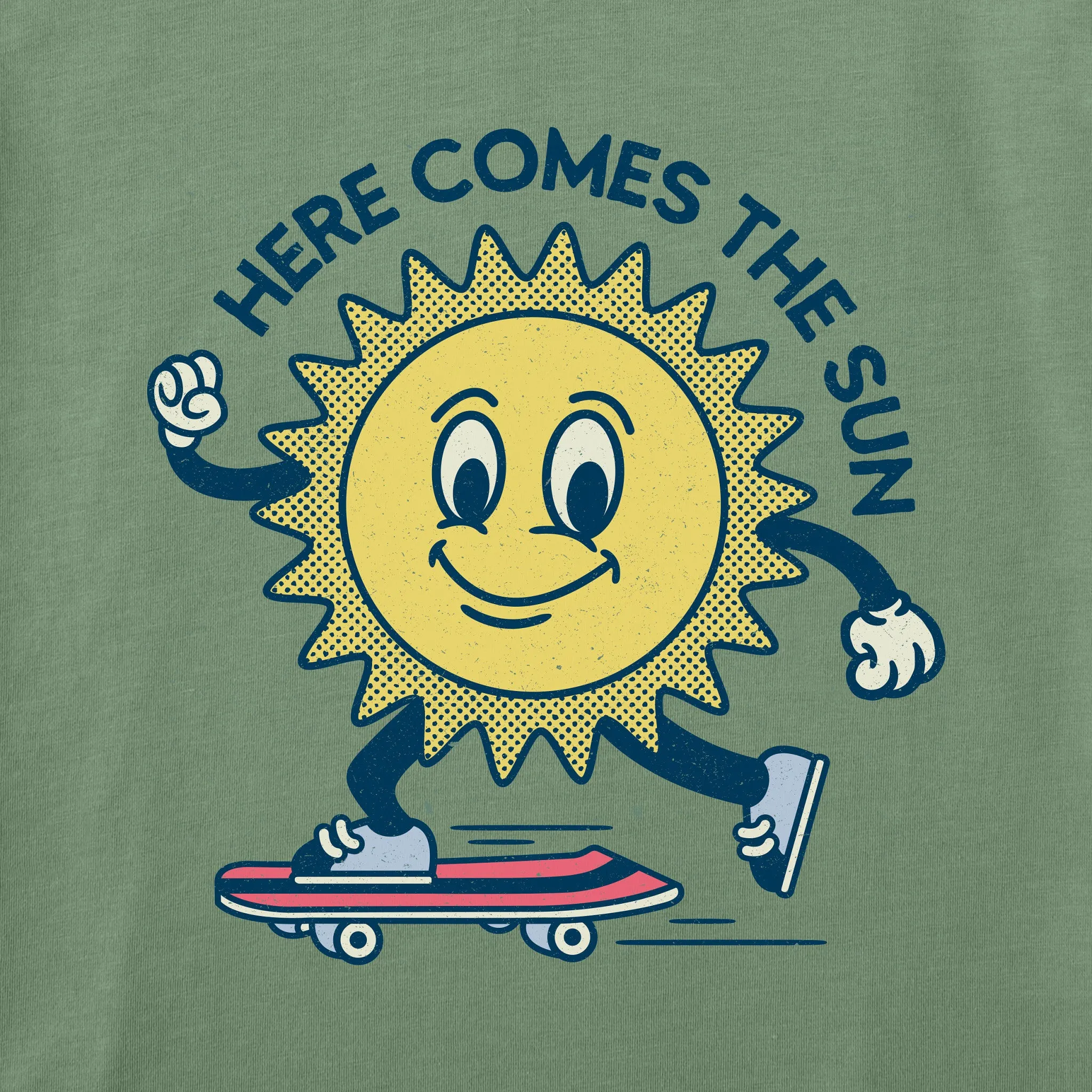 Women's Here Comes The Sun Skateboarding Short Sleeve Crusher Boxy Tee Life is Good