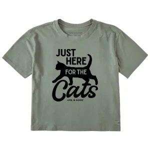 Women's Here for the Cats Short Sleeve Crusher Boxy Tee Life is Good