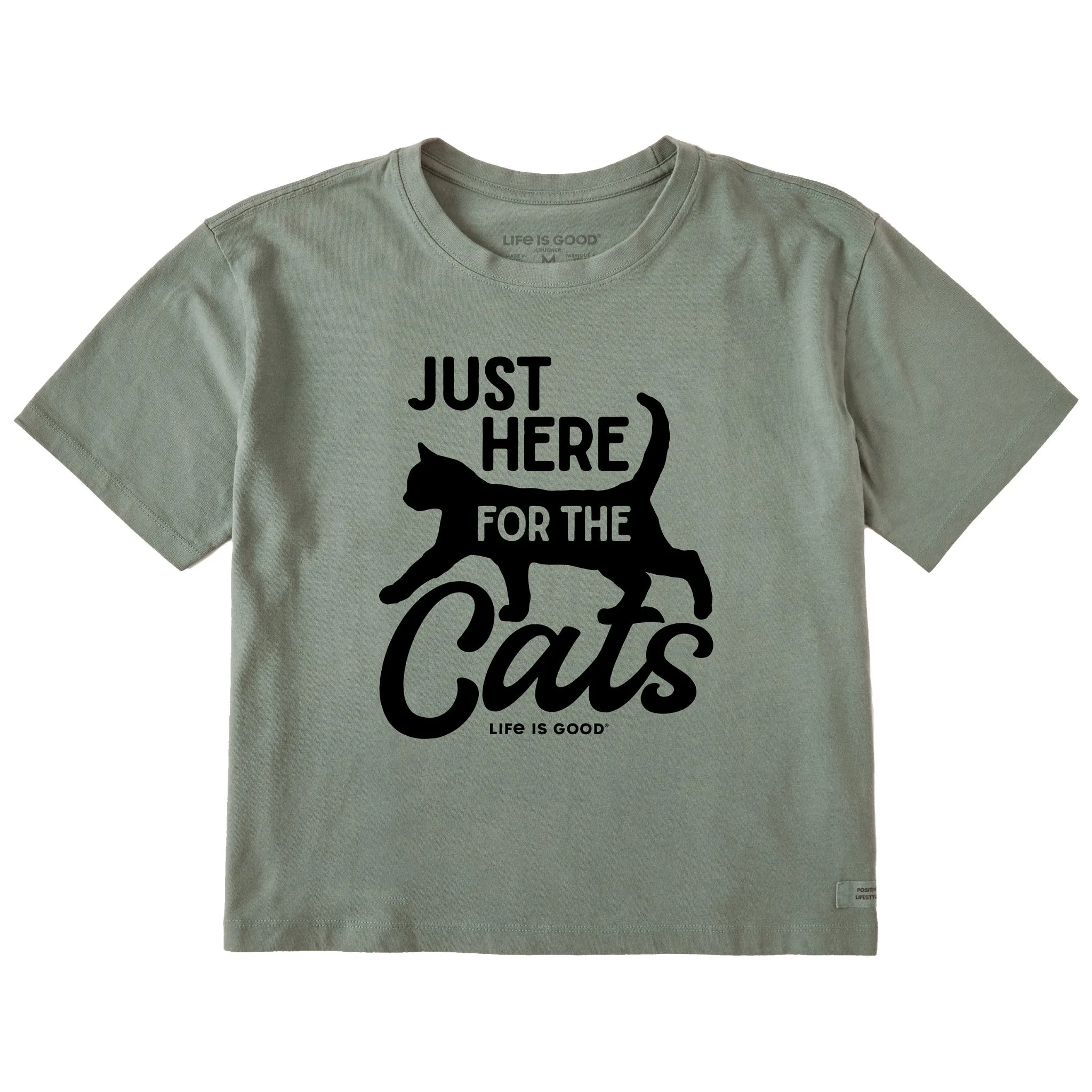 Women's Here for the Cats Short Sleeve Crusher Boxy Tee Life is Good