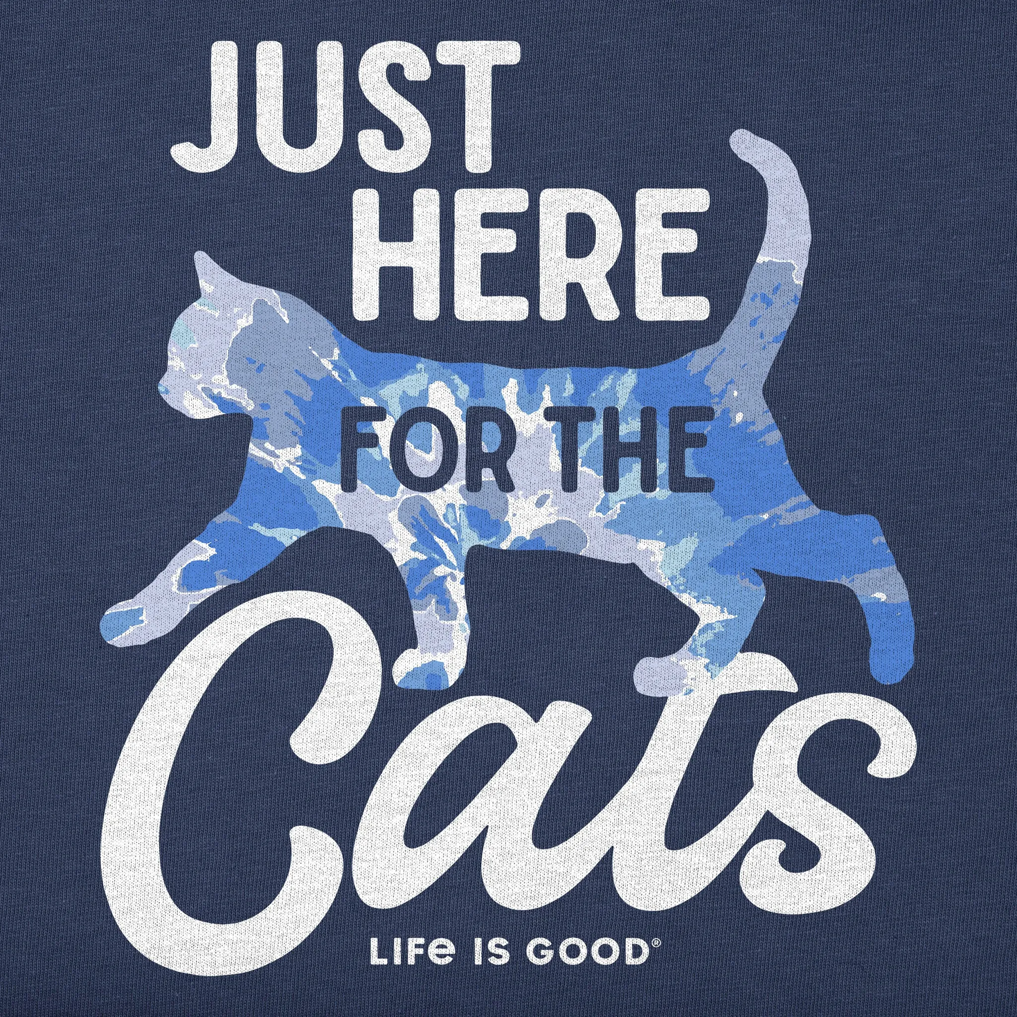 Women's Here for the Cats Tie Dye Short Sleeve Tee Life is Good