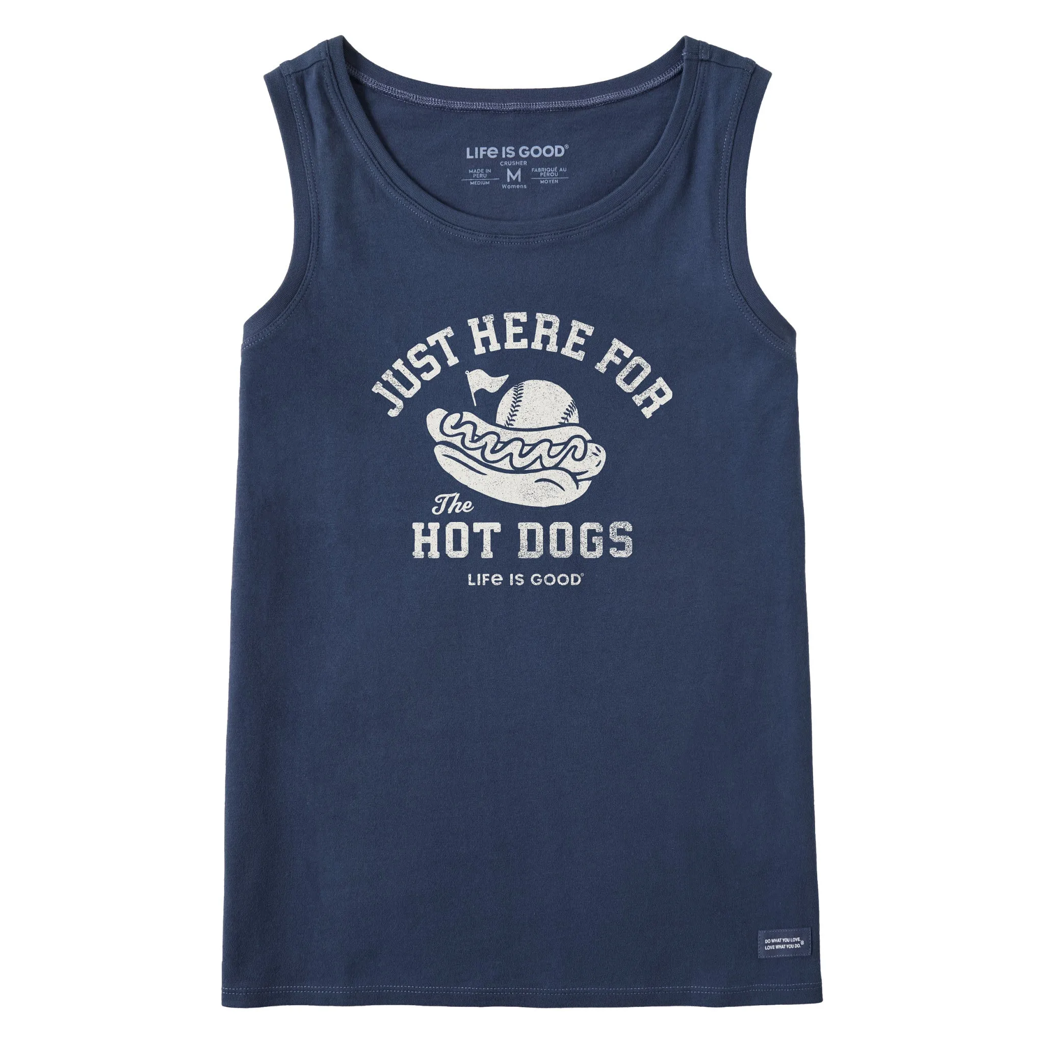 Women's Here for the Hot Dogs Baseball Crusher Tank Life is Good