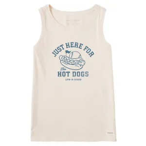 Women's Here for the Hot Dogs Baseball Crusher Tank Life is Good