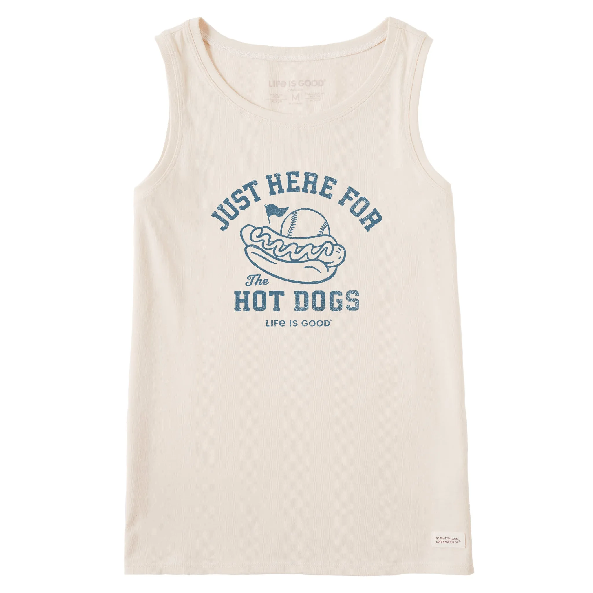 Women's Here for the Hot Dogs Baseball Crusher Tank Life is Good