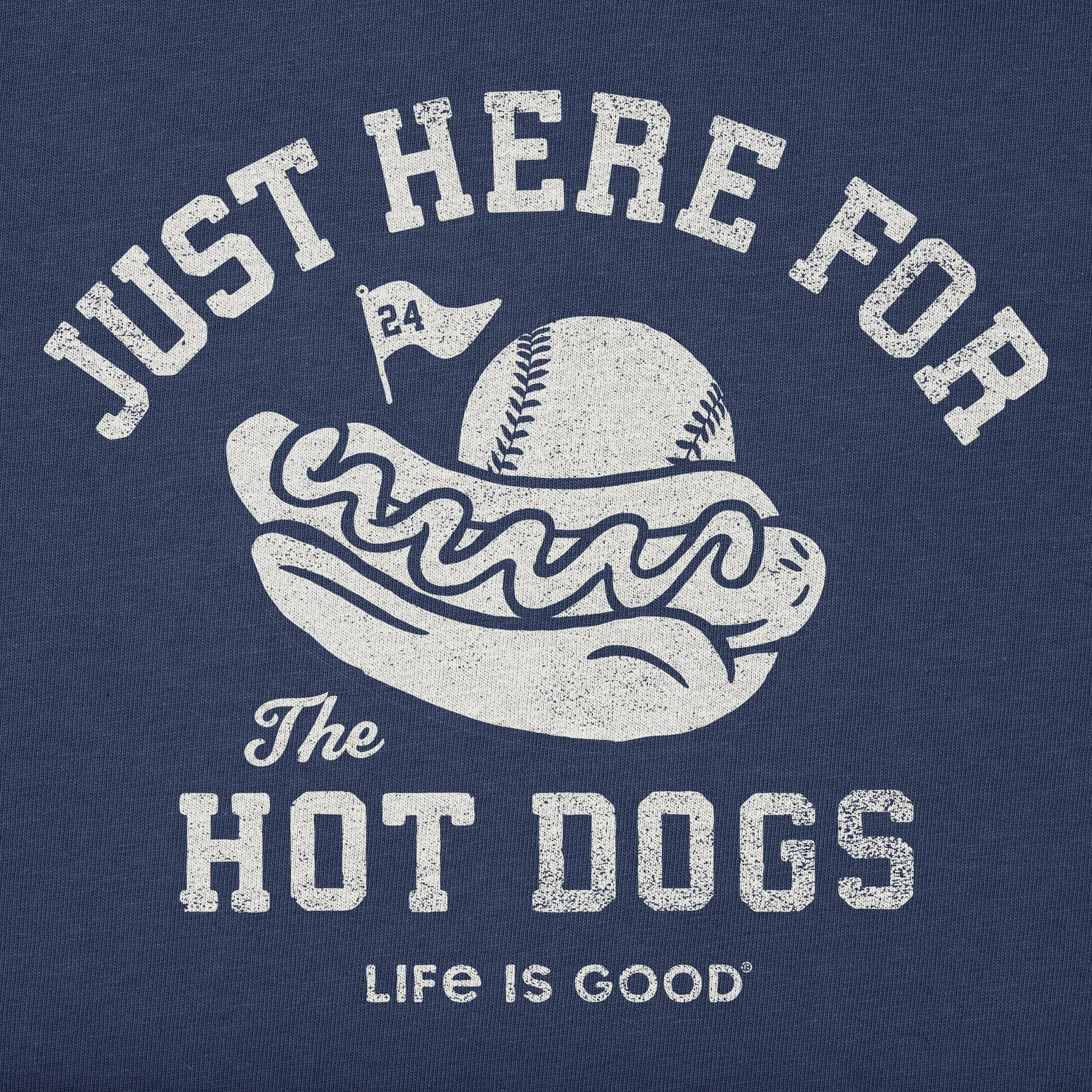 Women's Here for the Hot Dogs Baseball Short Sleeve Crusher Boxy Tee Life is Good