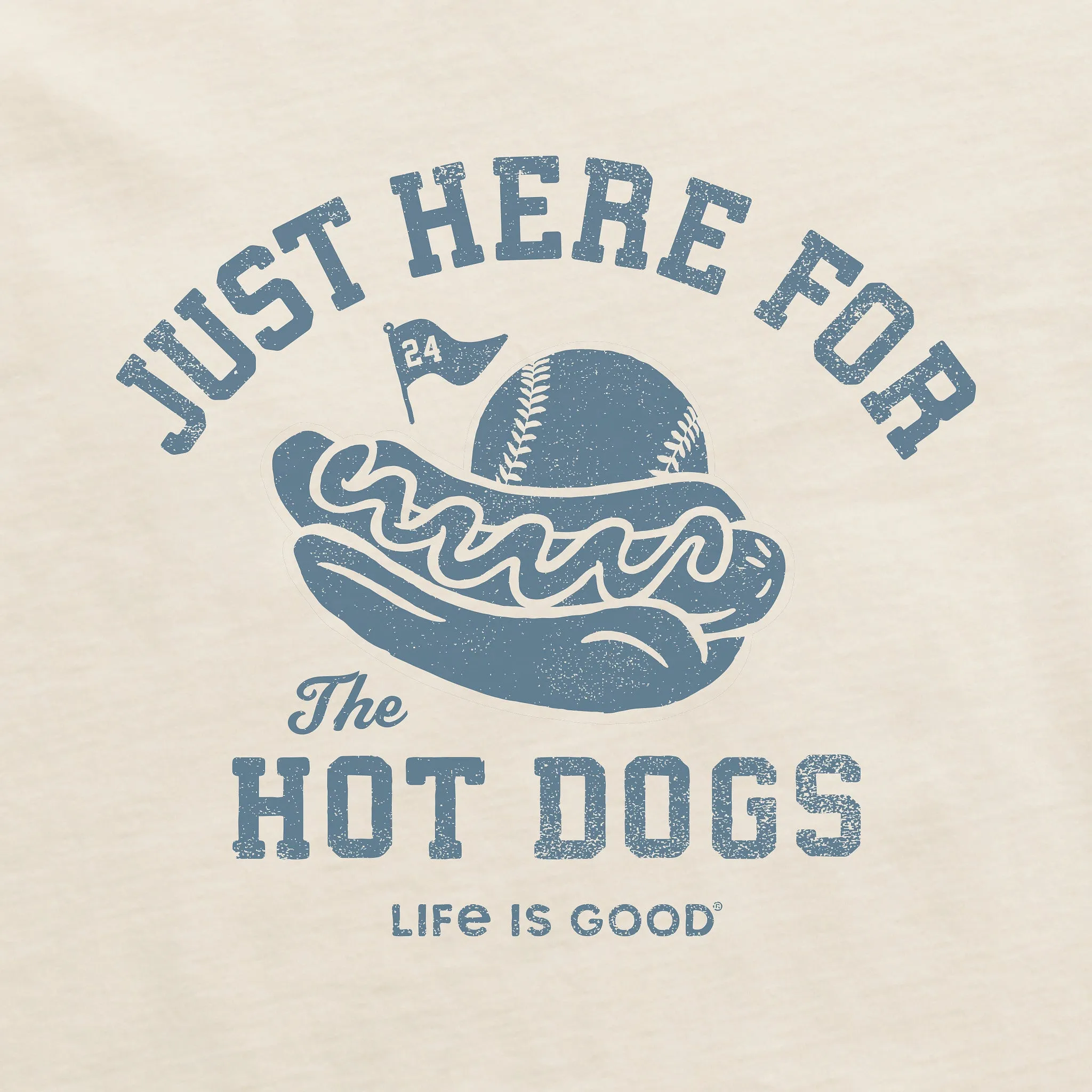 Women's Here for the Hot Dogs Baseball Short Sleeve Crusher Boxy Tee Life is Good
