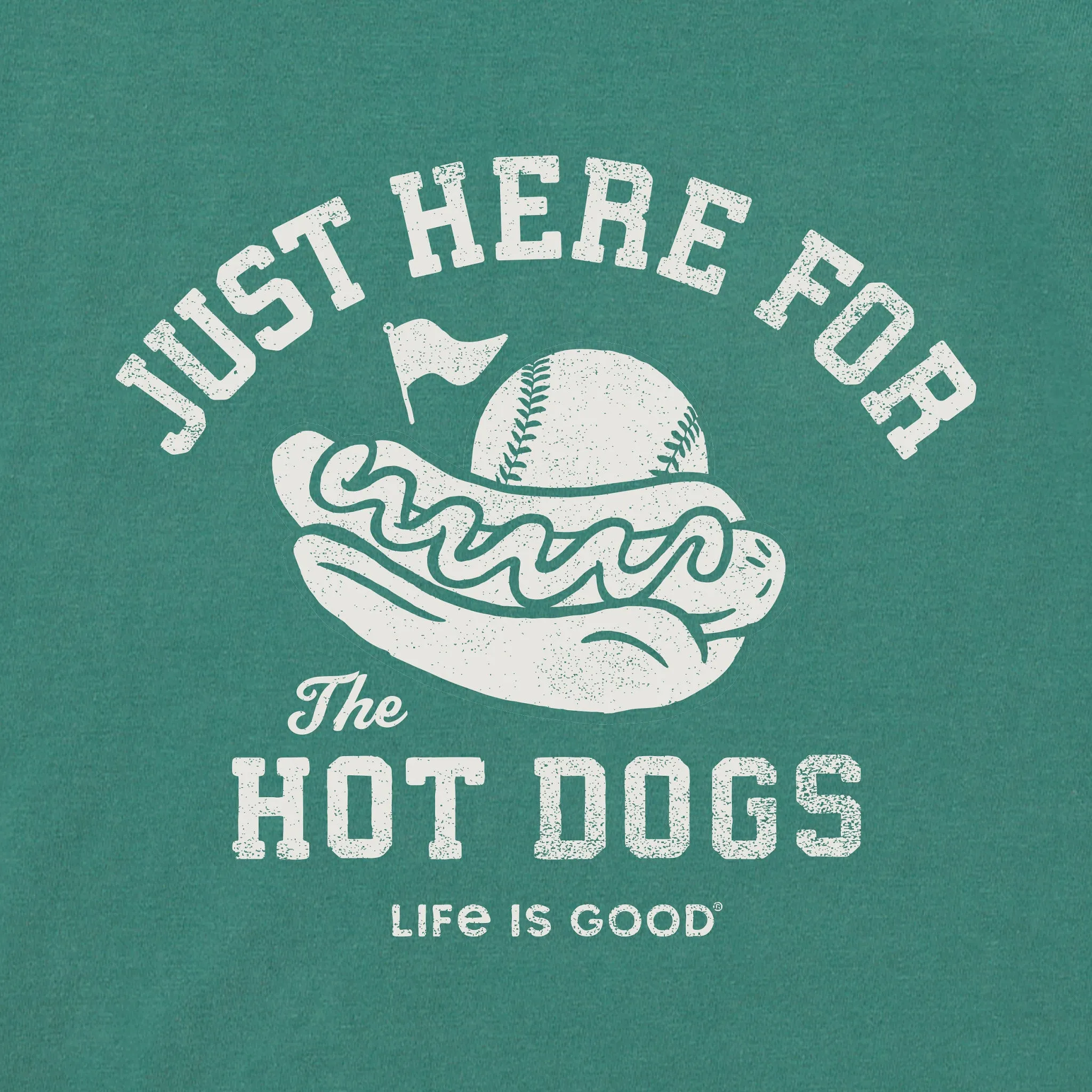 Women's Here for the Hot Dogs Baseball Short Sleeve Crusher Boxy Tee Life is Good