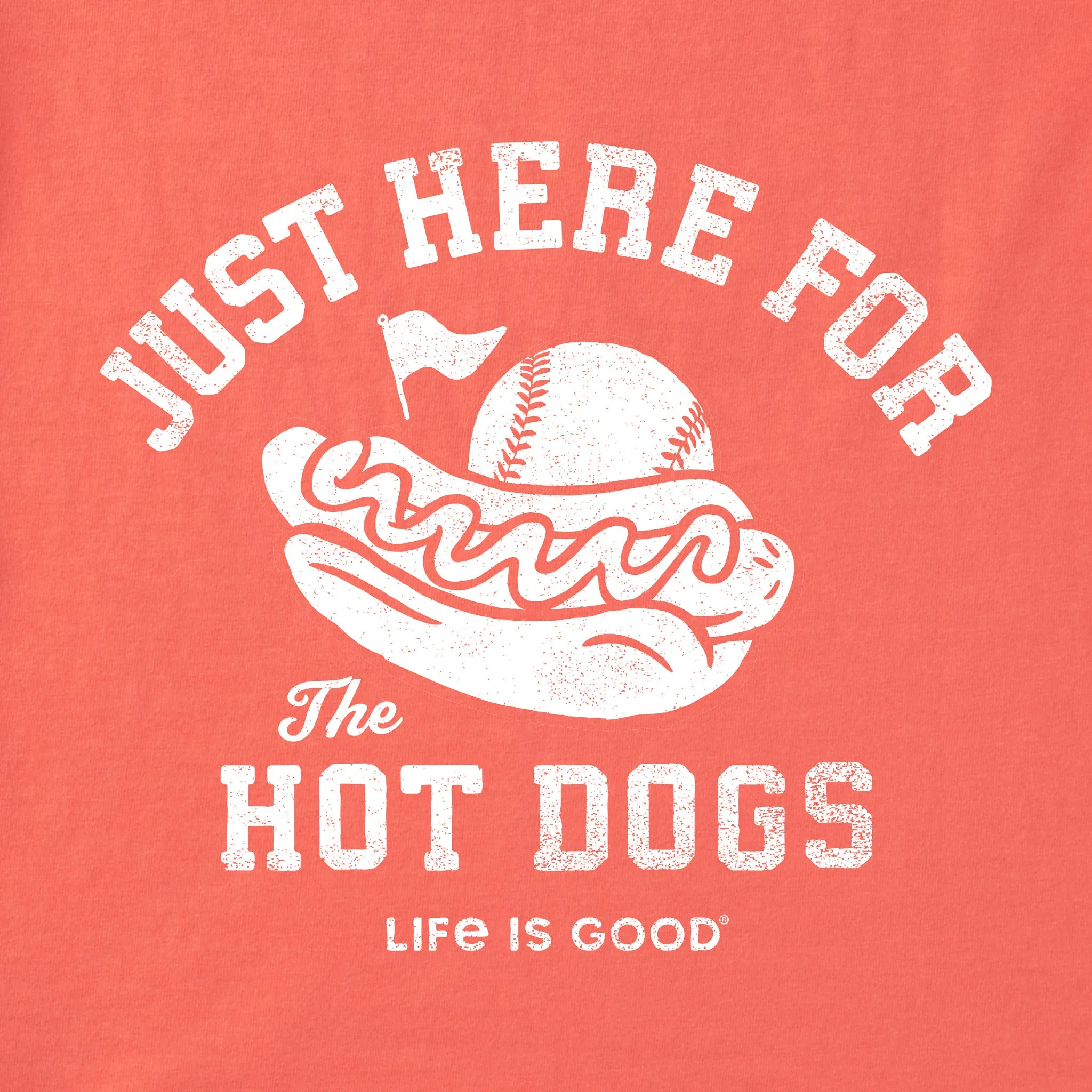 Women's Here for the Hot Dogs Baseball Short Sleeve Crusher Boxy Tee Life is Good