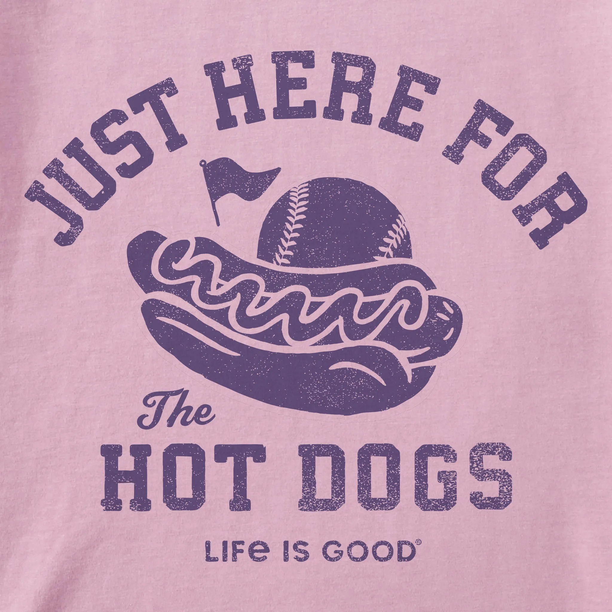 Women's Here for the Hot Dogs Baseball Short Sleeve Crusher Boxy Tee Life is Good