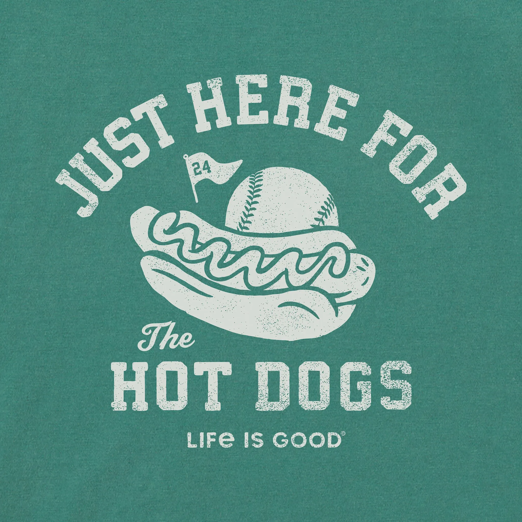 Women's Here for the Hot Dogs Baseball Short Sleeve Crusher Boxy Tee Life is Good