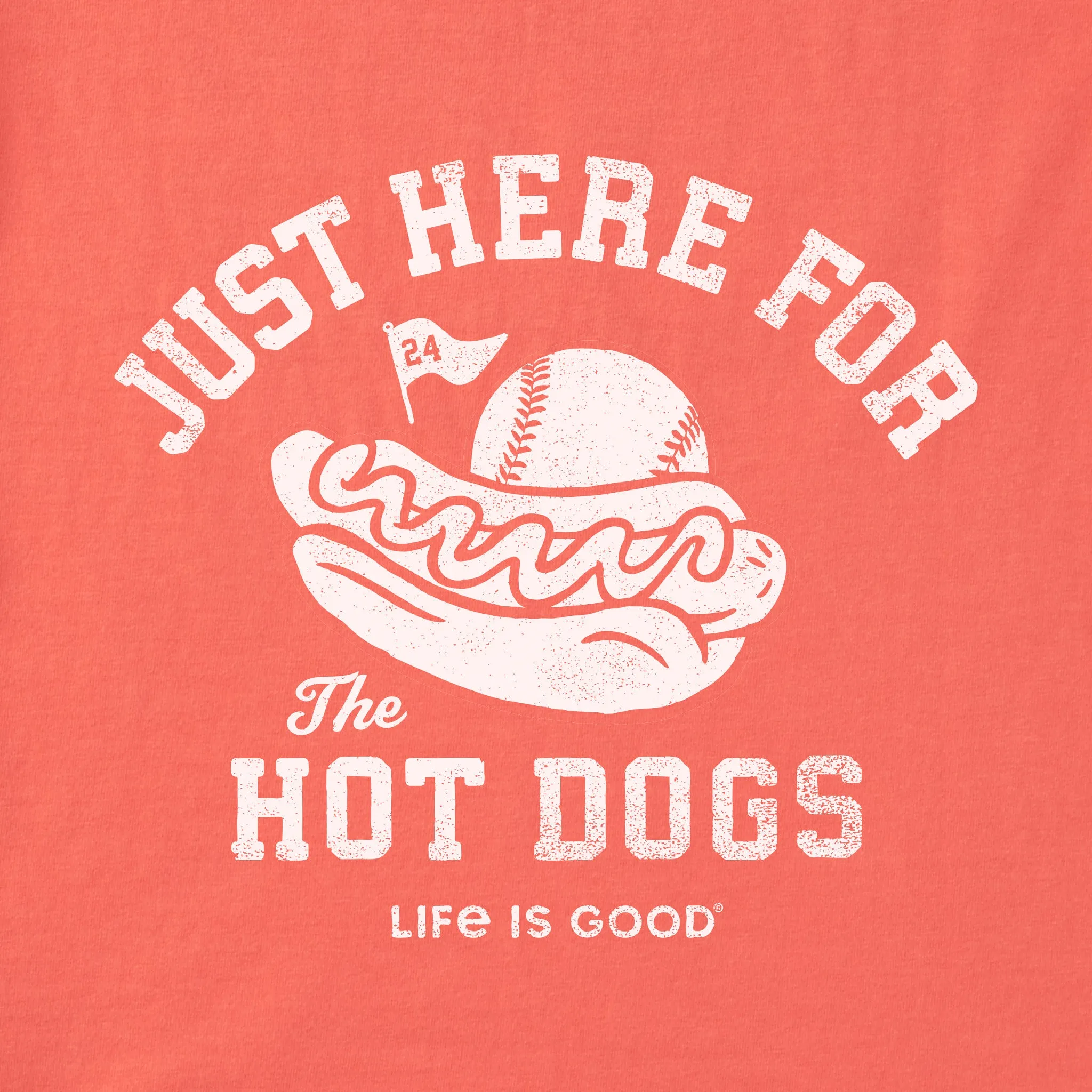 Women's Here for the Hot Dogs Baseball Short Sleeve Crusher Boxy Tee Life is Good