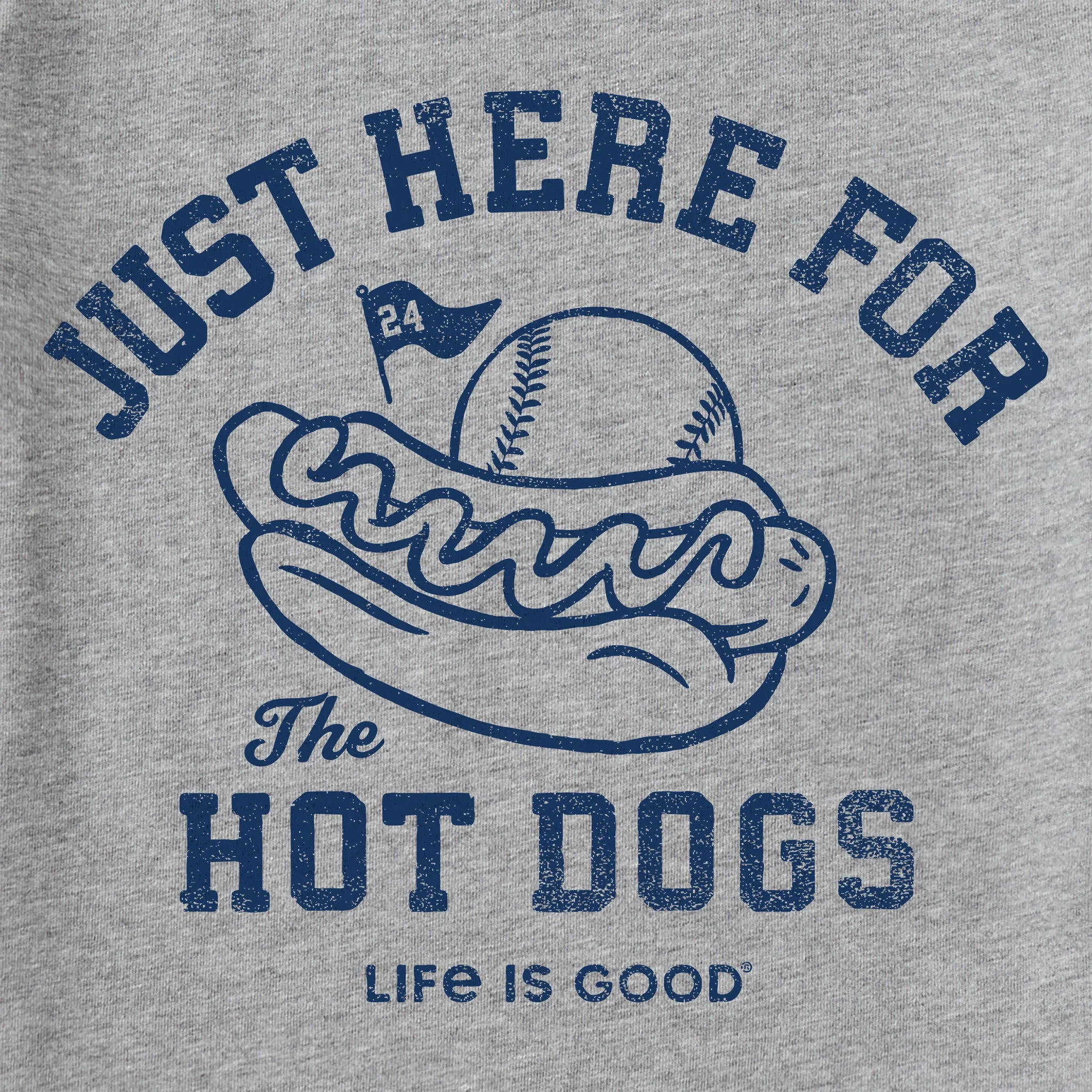 Women's Here for the Hot Dogs Baseball Short Sleeve Crusher Tee Life is Good