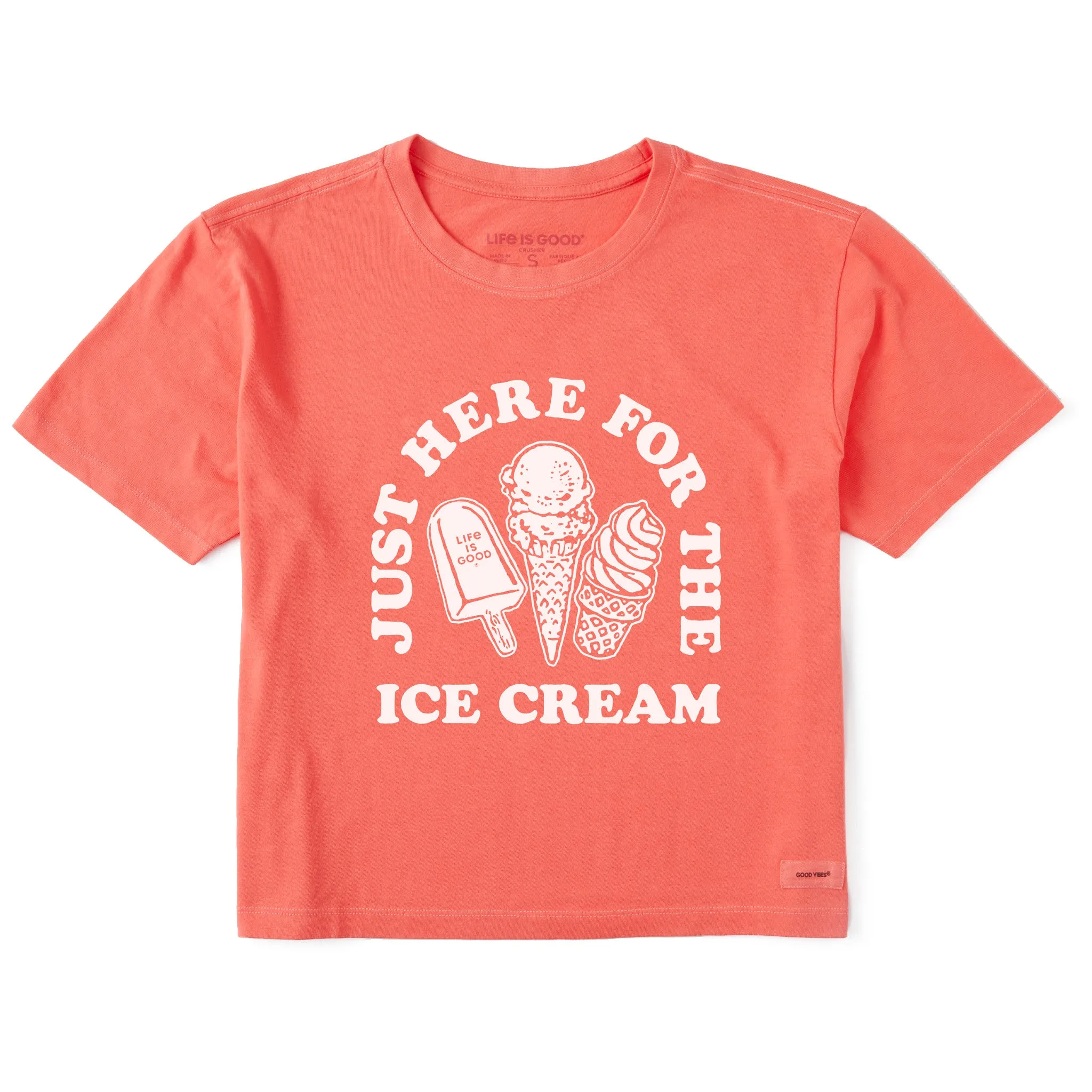 Women's Here for the Ice Cream Short Sleeve Crusher Boxy Tee Life is Good