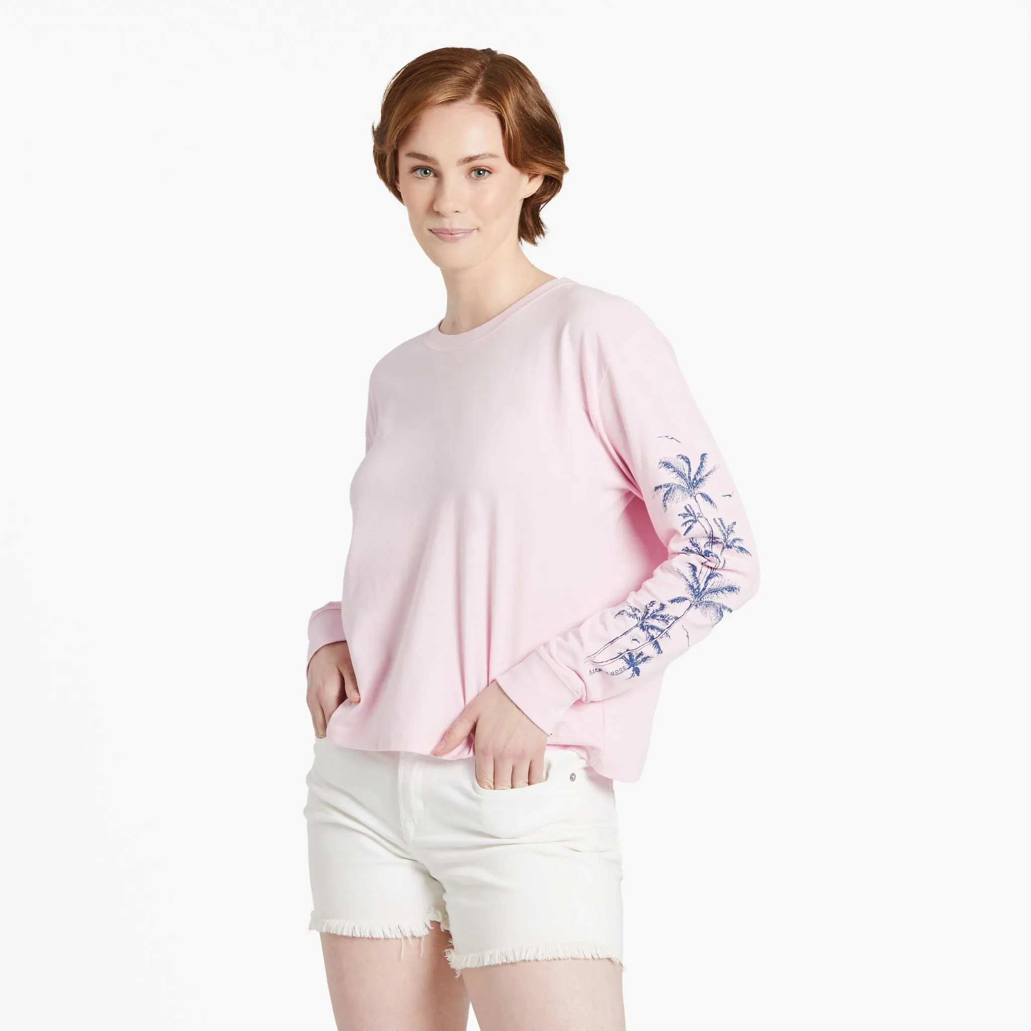 Women's Here For The Palms Long Sleeve Crusher Boxy Tee Life is Good