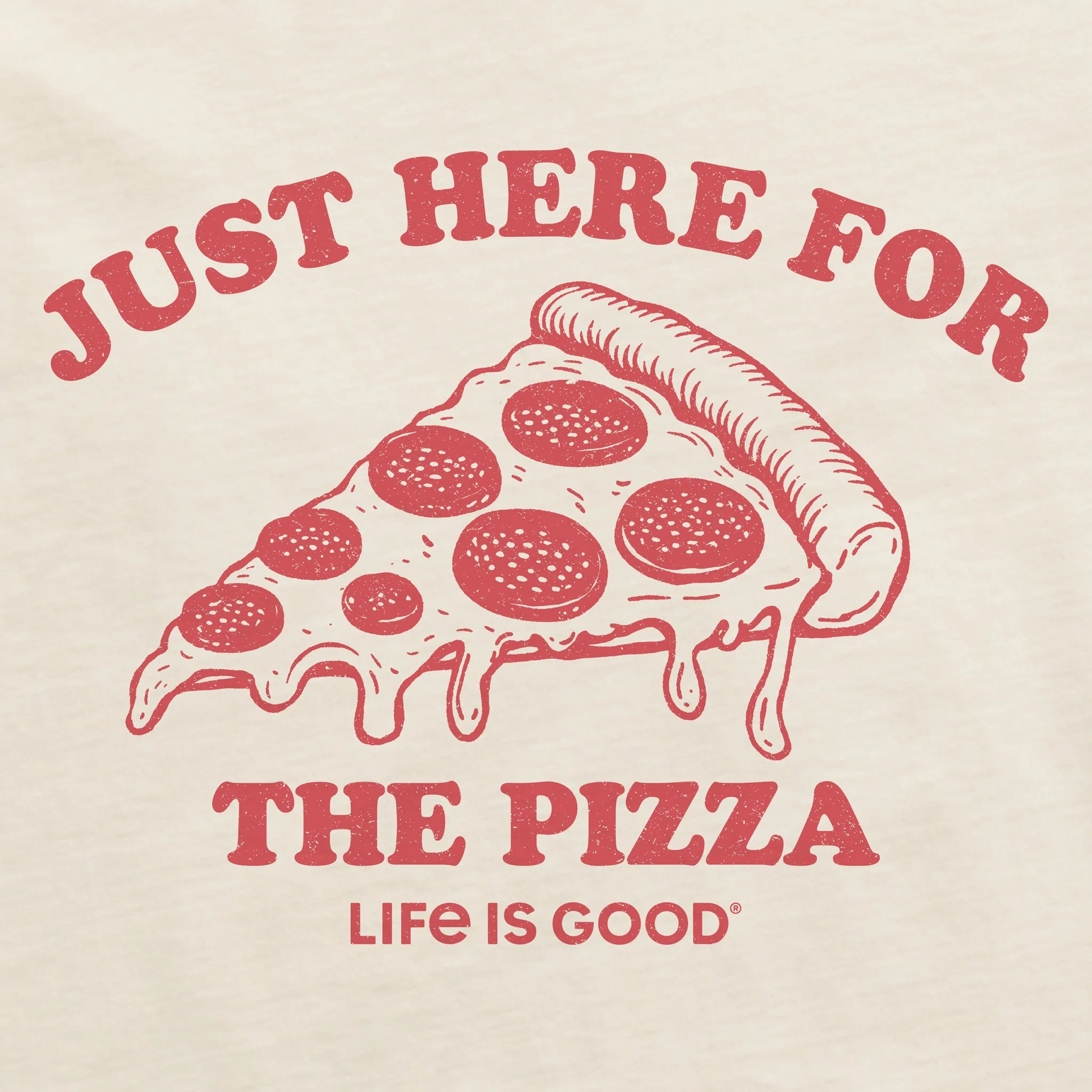 Women's Here for the Pizza (Pepperoni) Short Sleeve Crusher Boxy Tee Life is Good