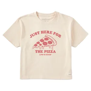 Women's Here for the Pizza (Pepperoni) Short Sleeve Crusher Boxy Tee Life is Good