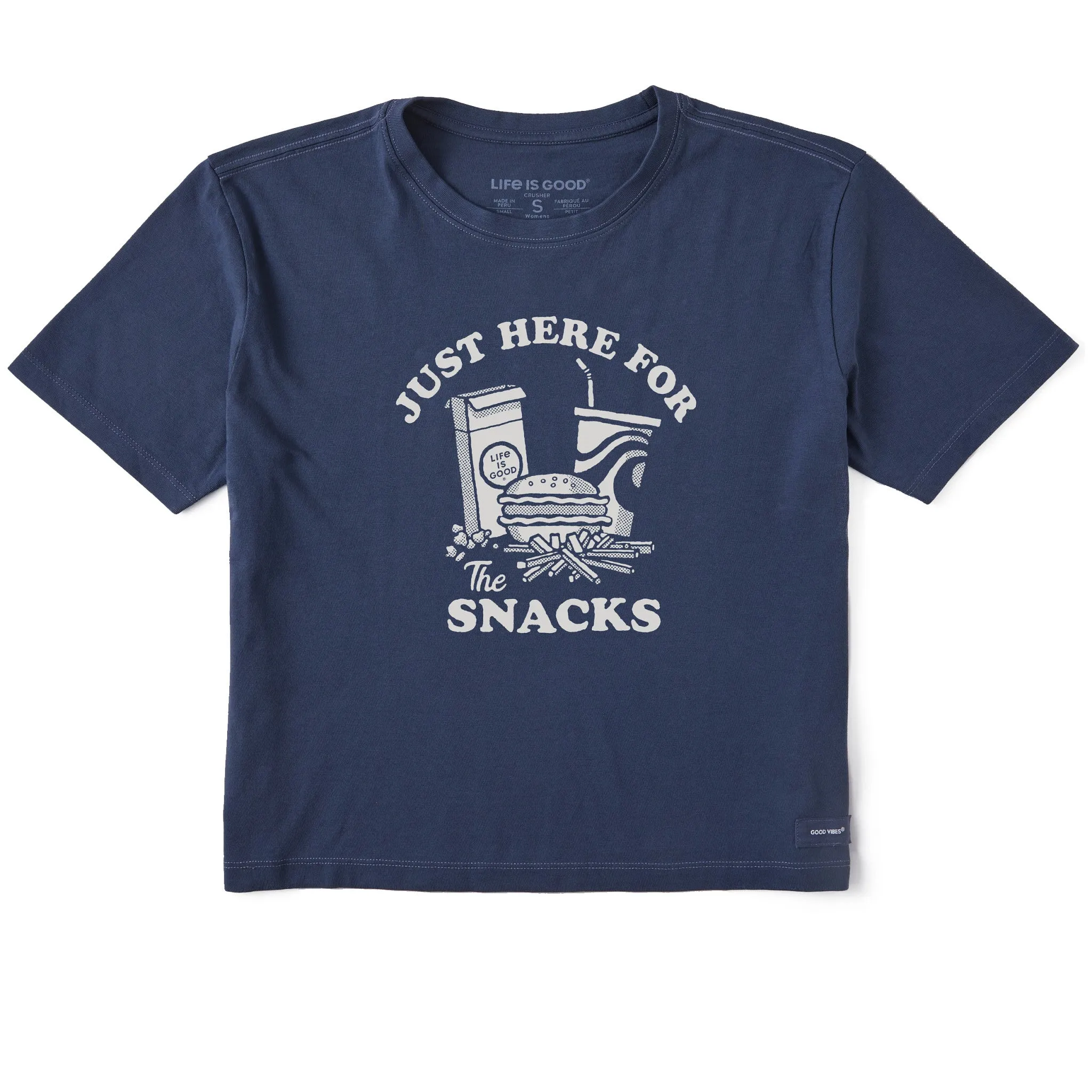 Women's Here for the Snacks Short Sleeve Crusher Boxy Tee Life is Good